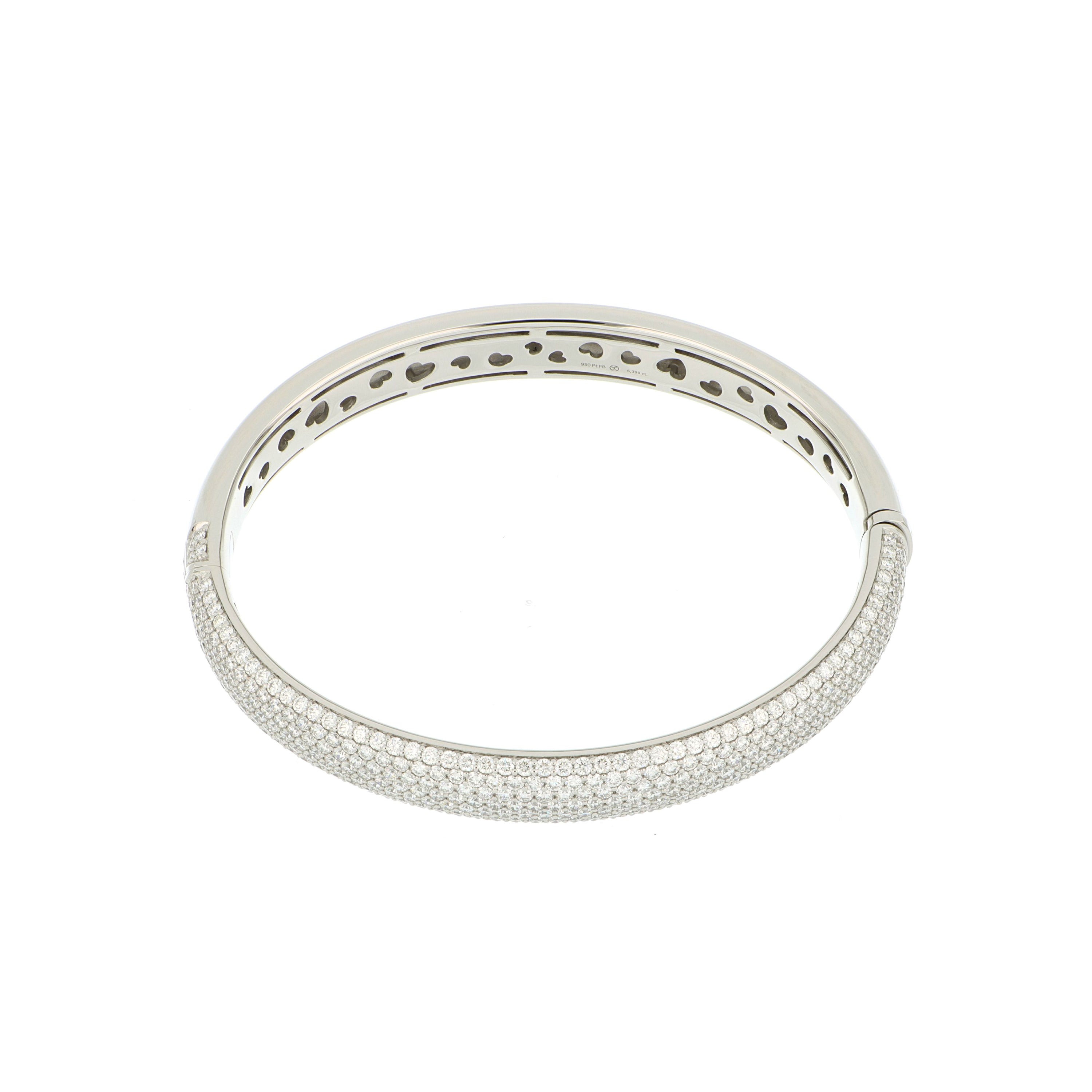 Platinum Hearts On Fire Diamond Bangle