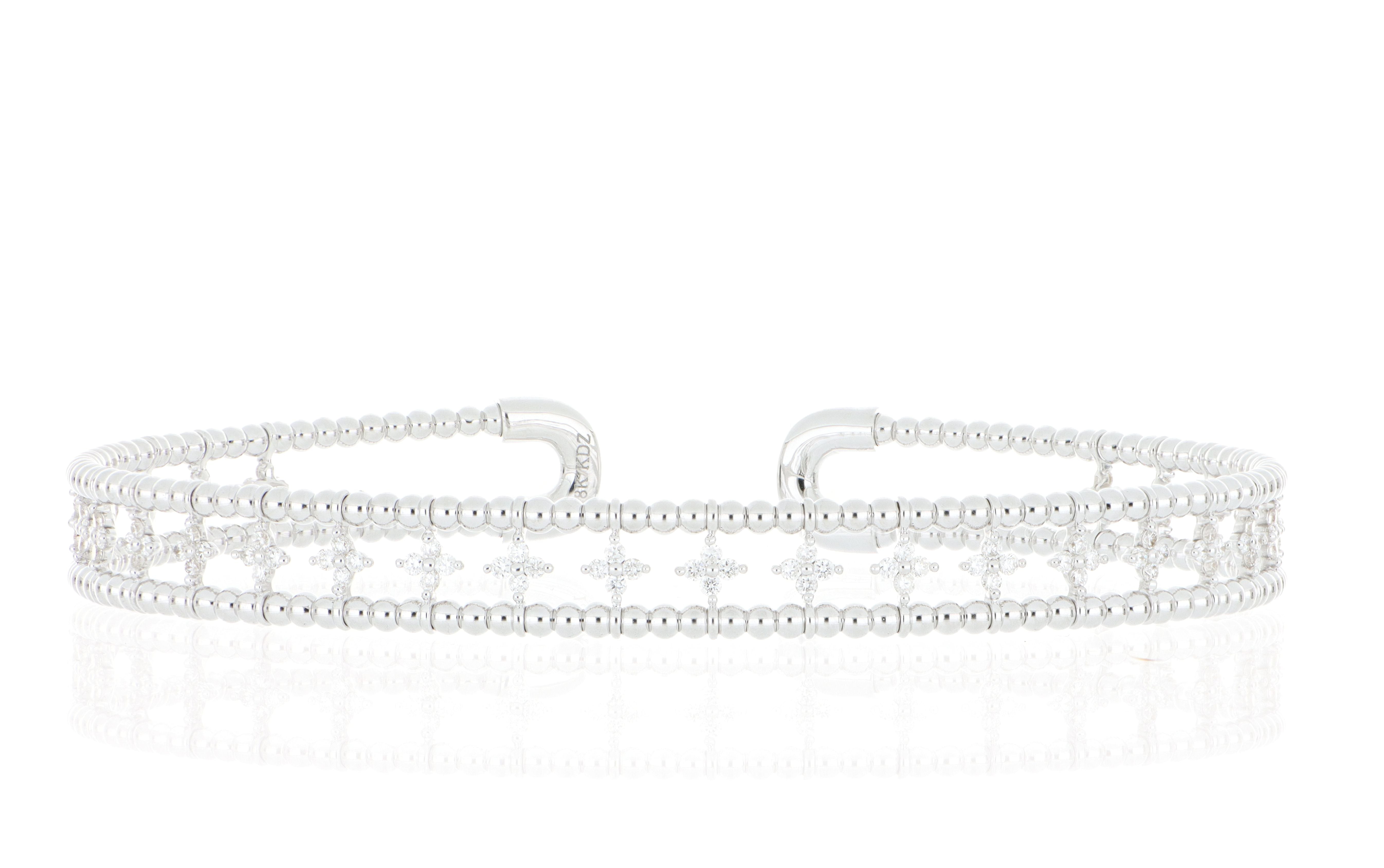 18k White Gold Diamond Accented Bangel Bracelet