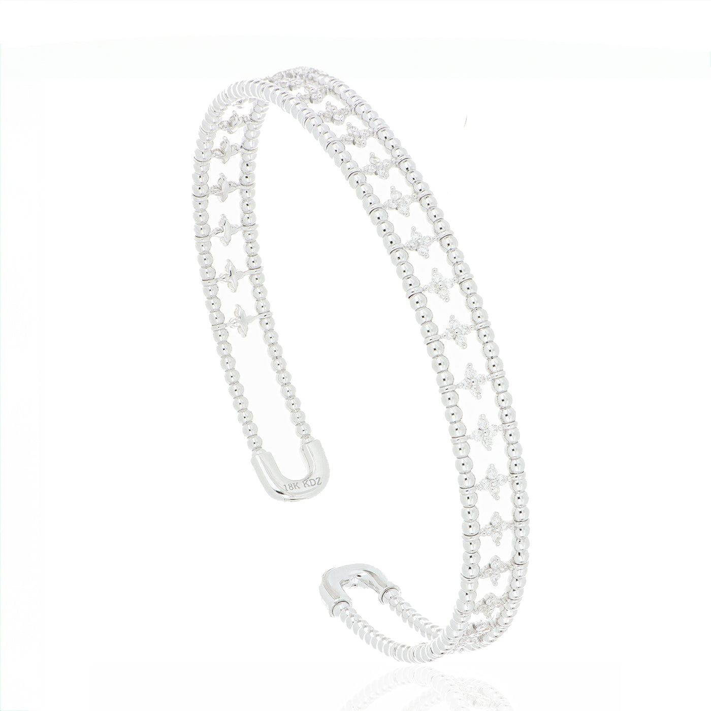 18k White Gold Diamond Accented Bangel Bracelet