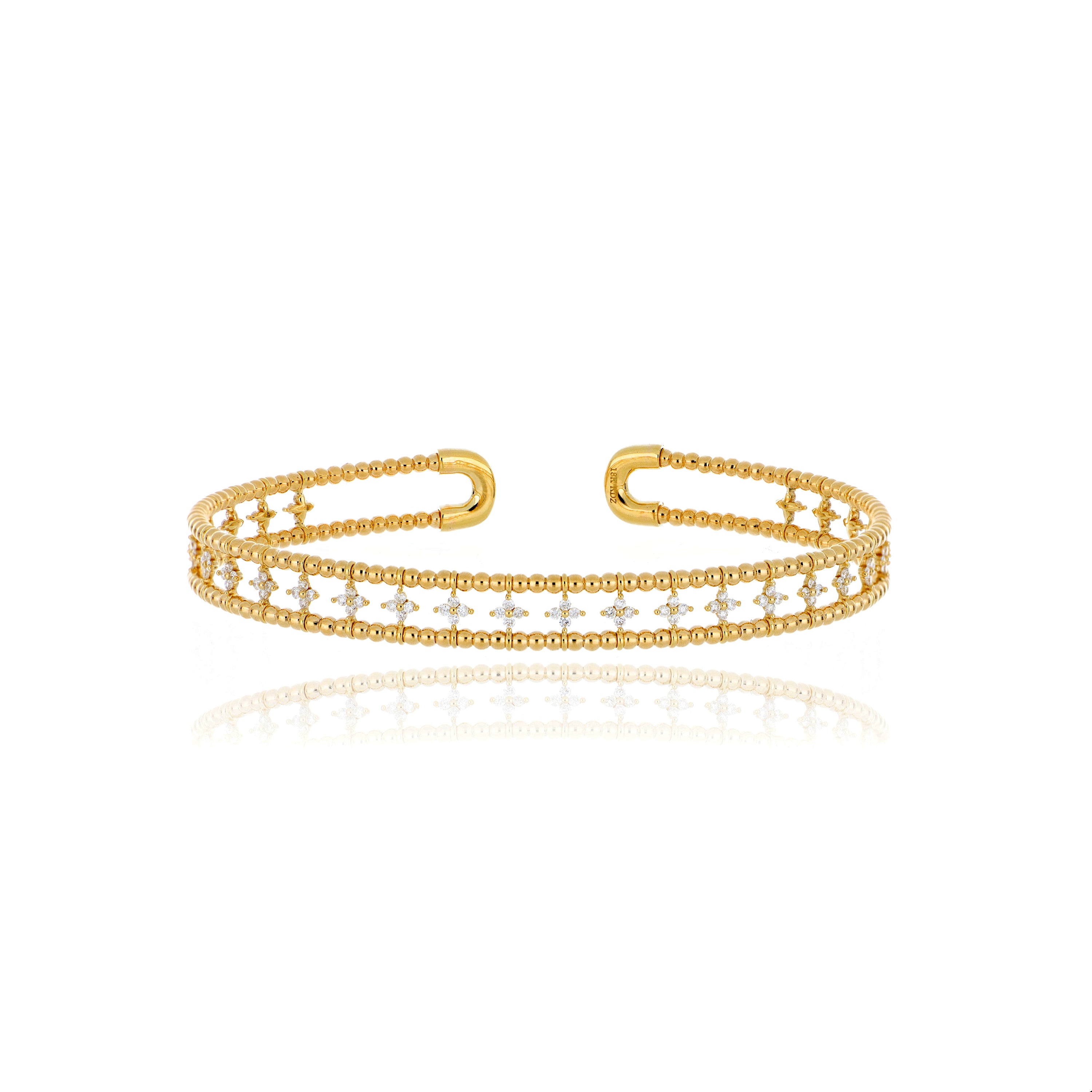 18k Yellow Gold Diamond Accented Bangle Bracelet - Charles Koll Jewelers