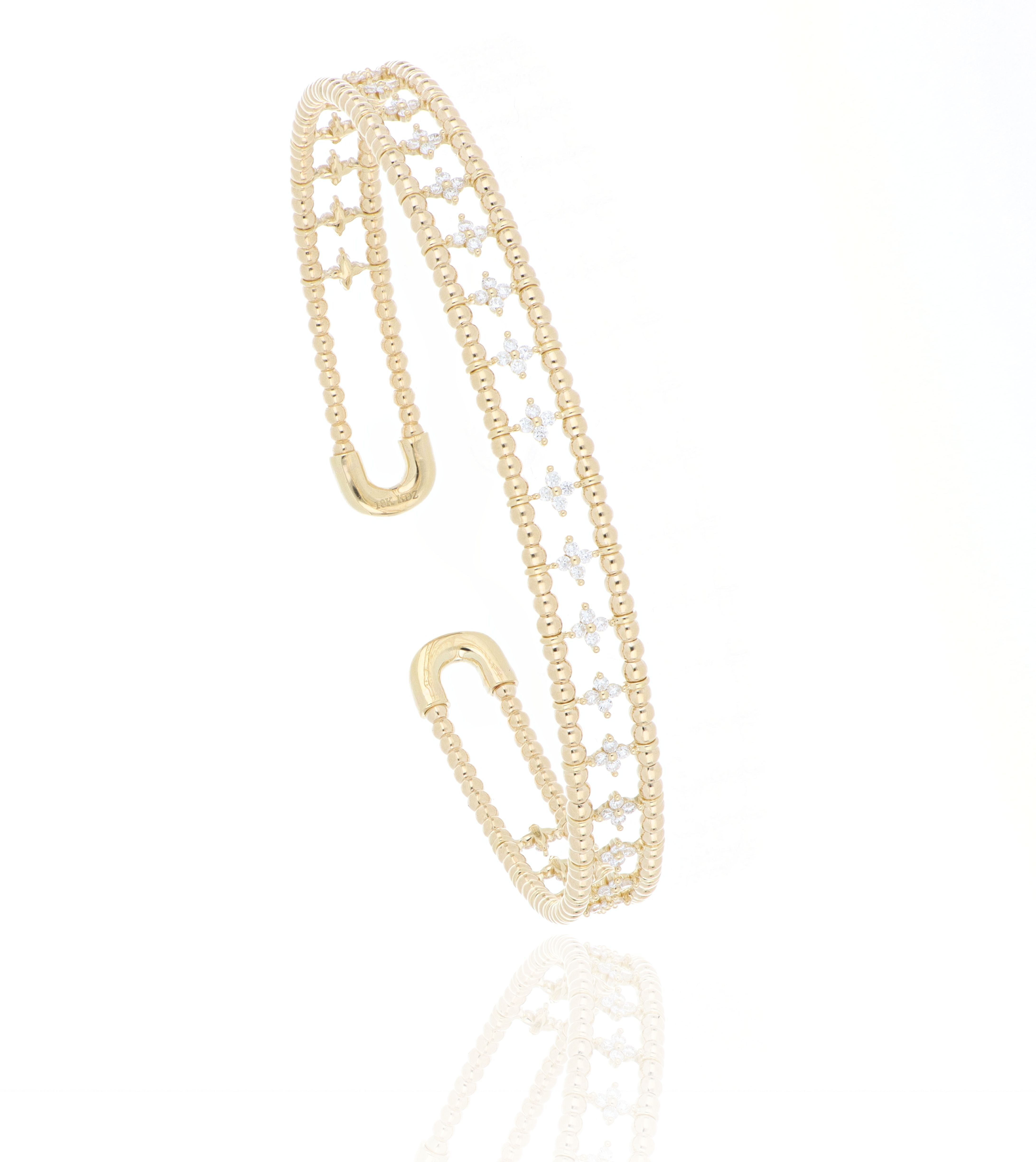 18k Yellow Gold Diamond Accented Bangle Bracelet