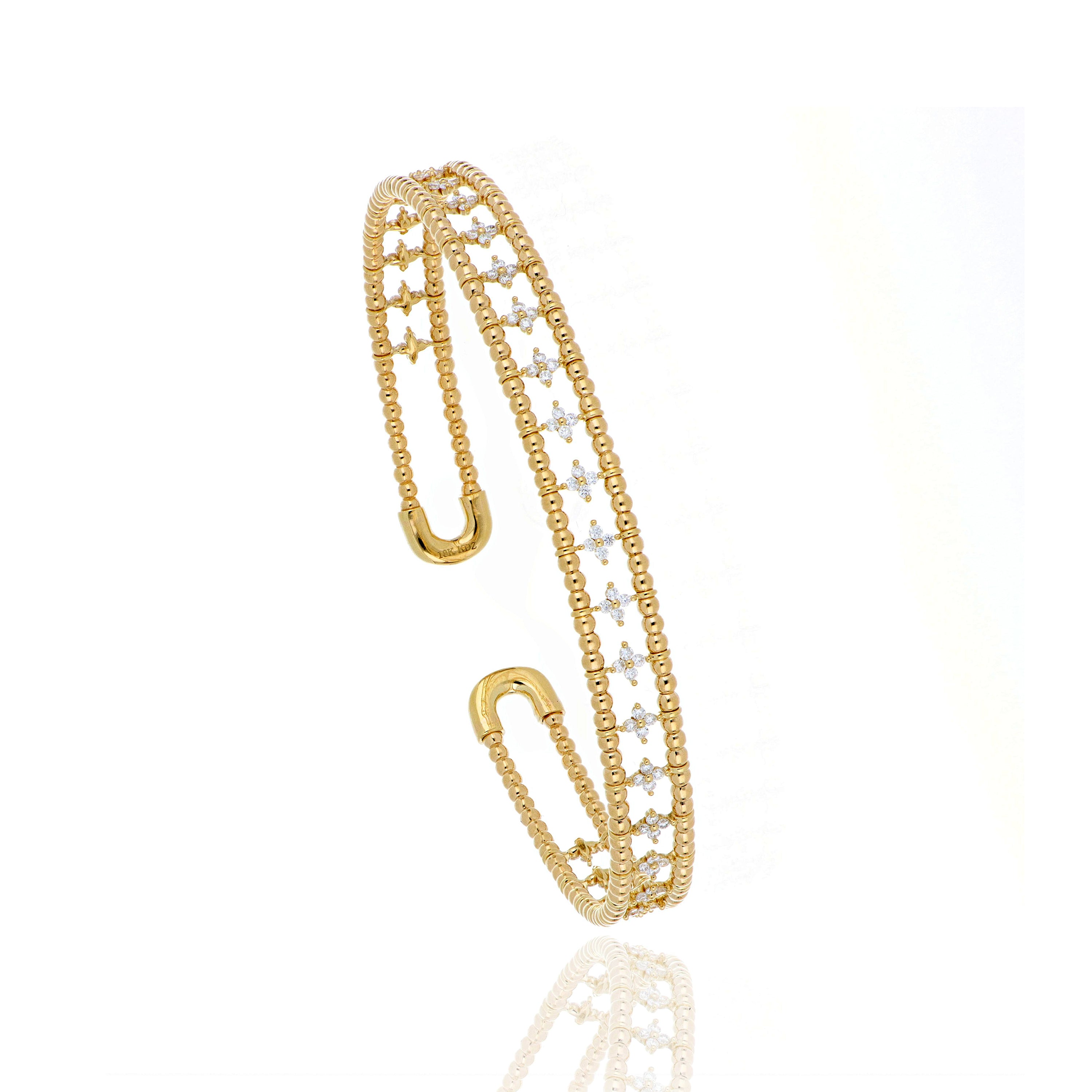18k Yellow Gold Diamond Accented Bangle Bracelet - Charles Koll Jewelers