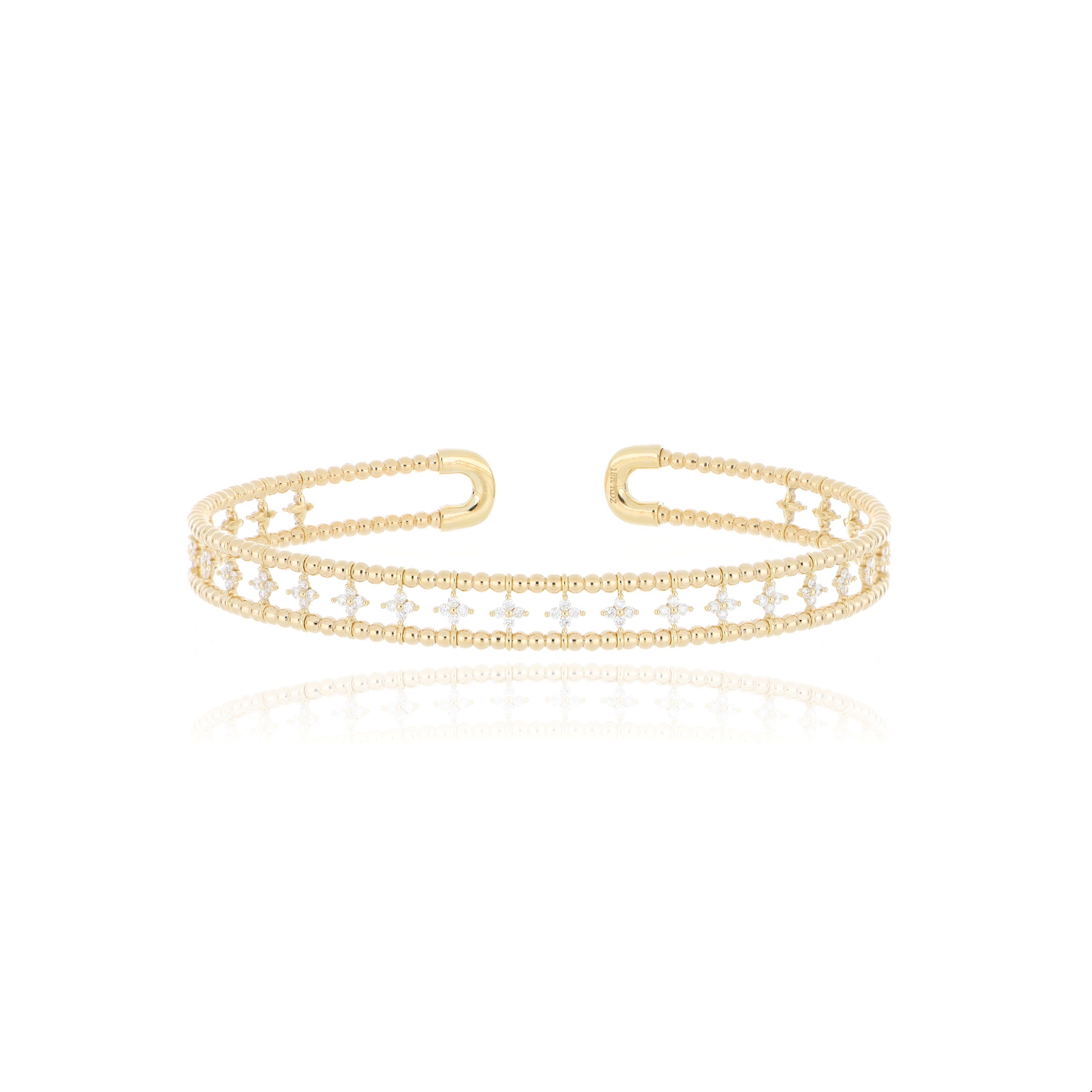 18k Yellow Gold Diamond Accented Bangle Bracelet