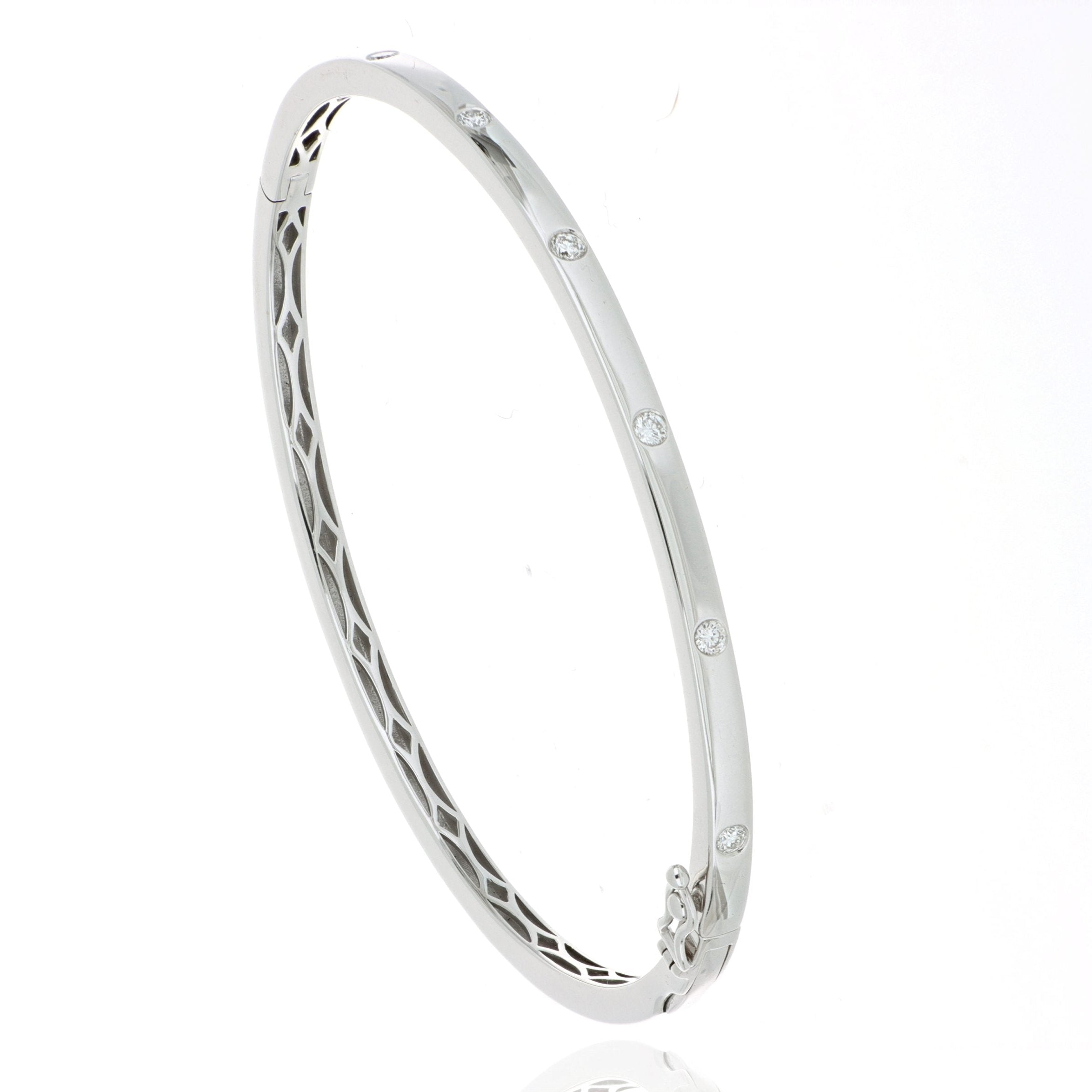 18k White Gold Diamond Accented Diamond Bangle Bracelet