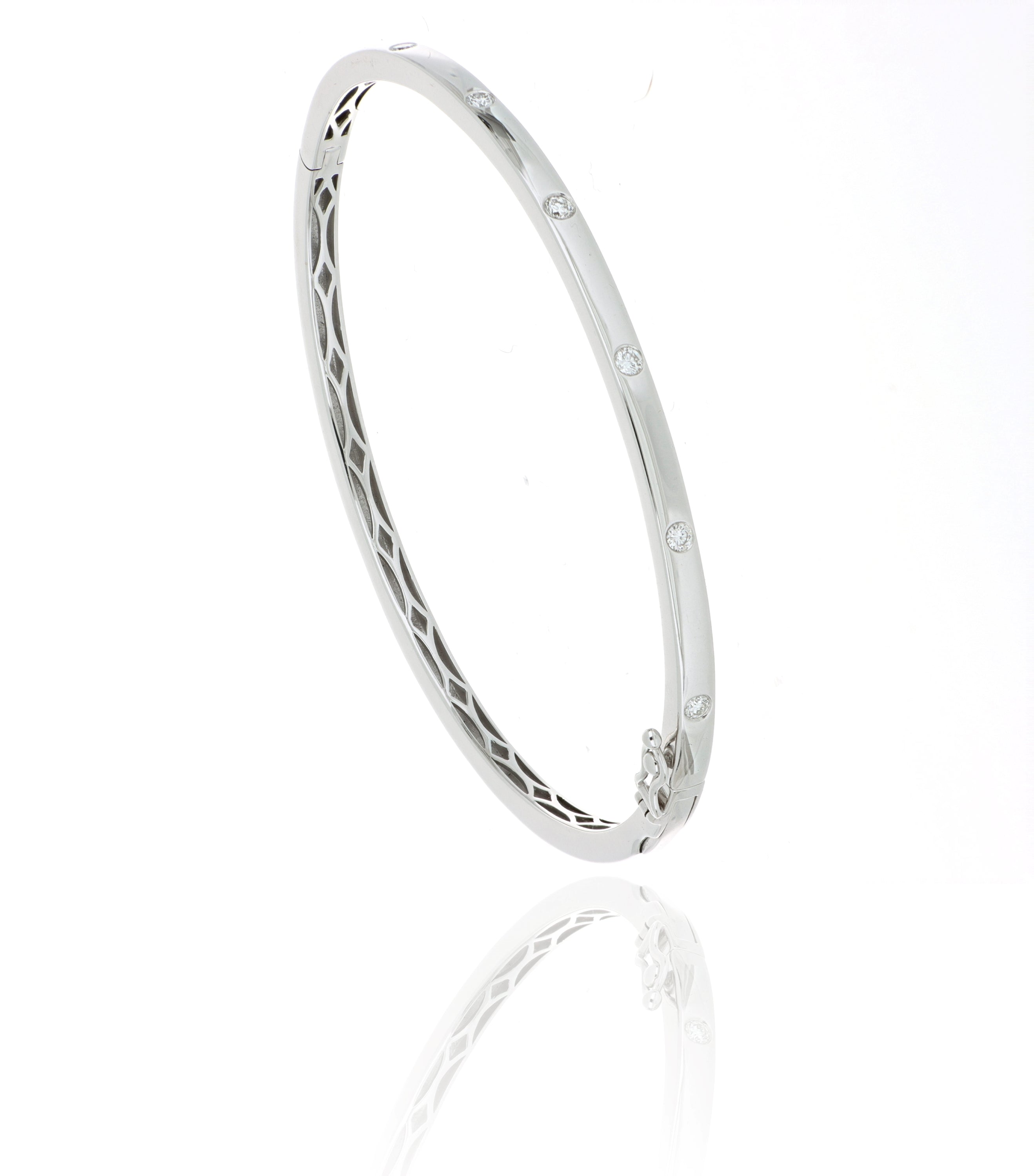 18k White Gold Diamond Accented Diamond Bangle Bracelet