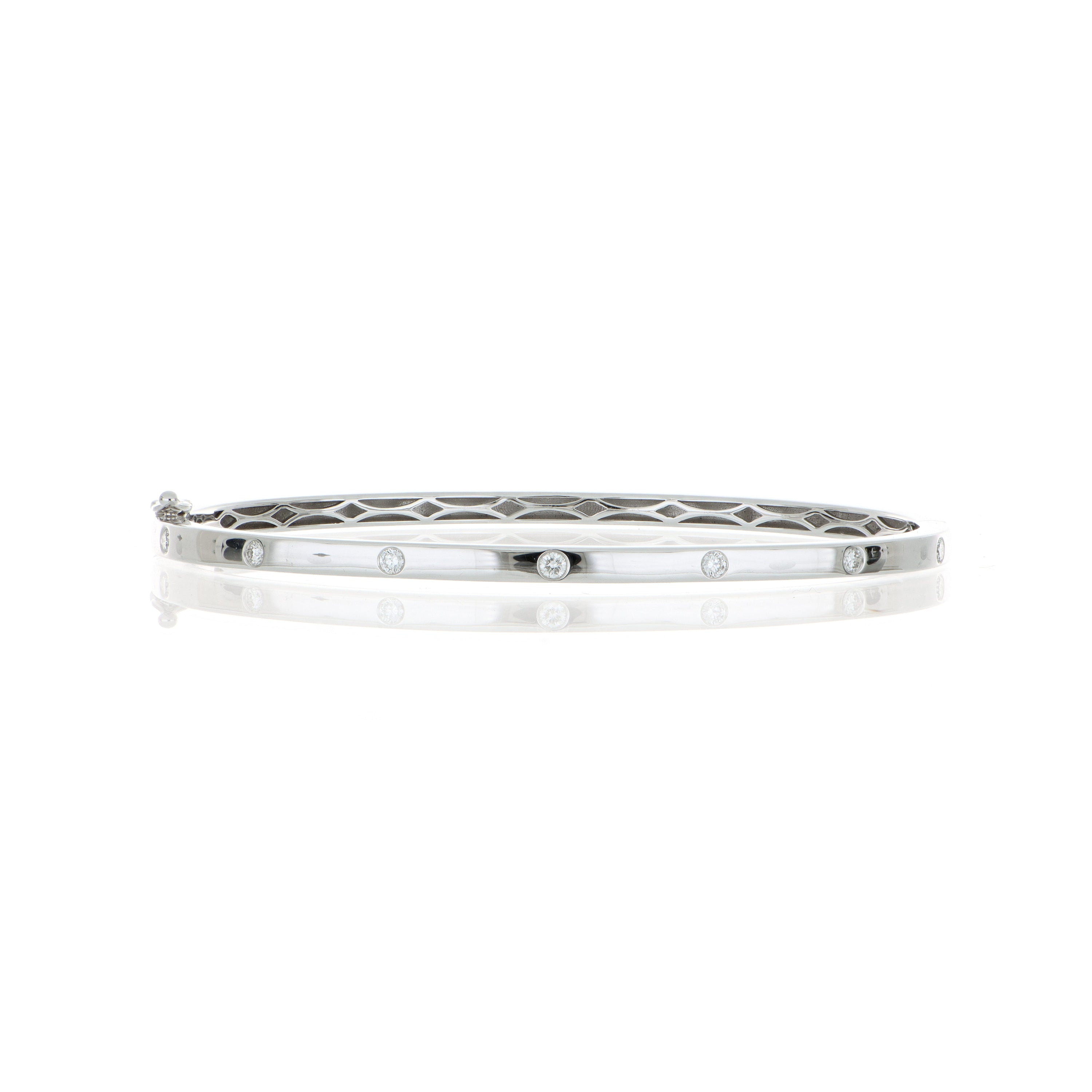 18k White Gold Diamond Accented Diamond Bangle Bracelet