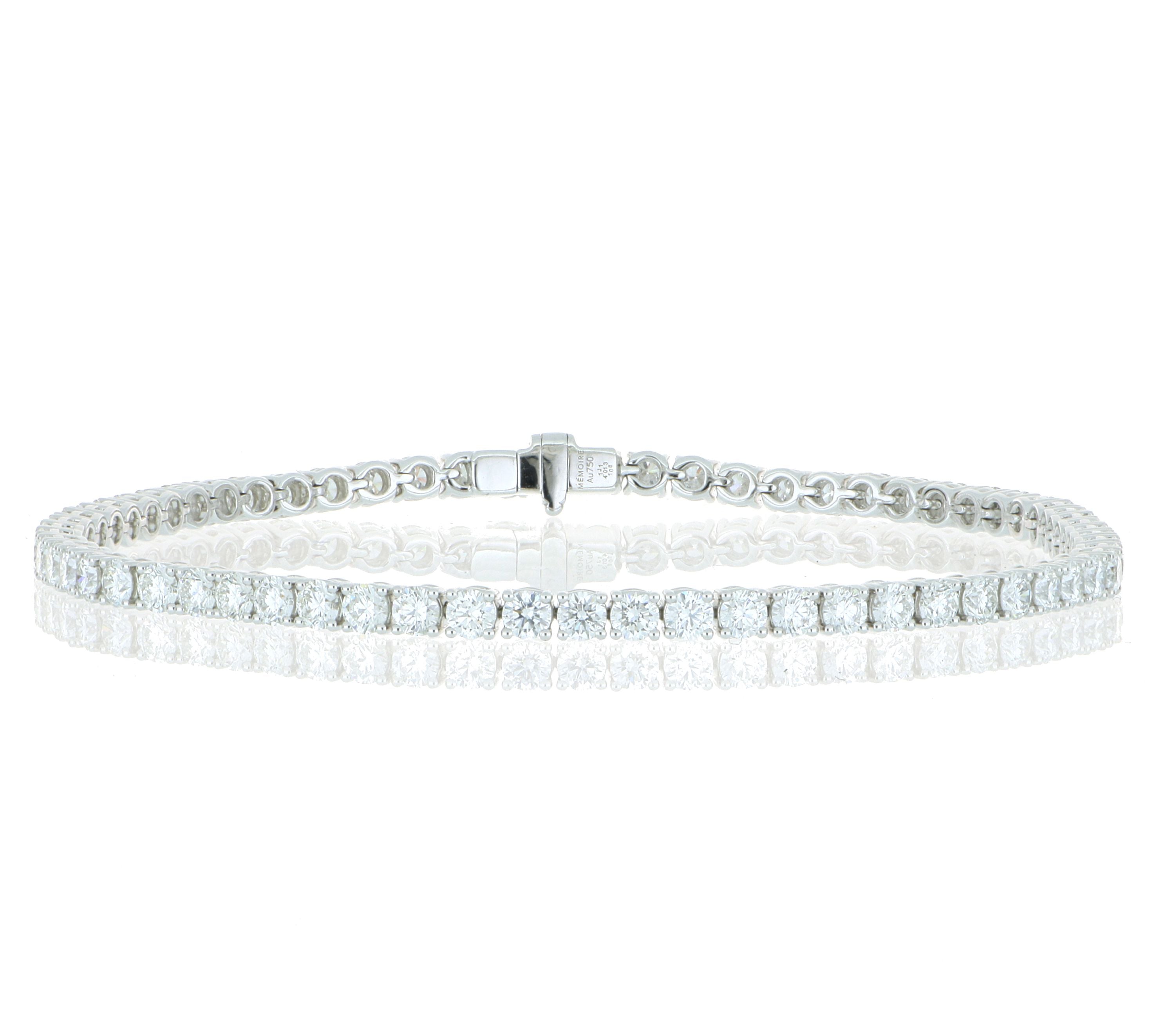 18k White Gold 4 Prong Diamond Tennis Bracelet - Charles Koll Jewelers