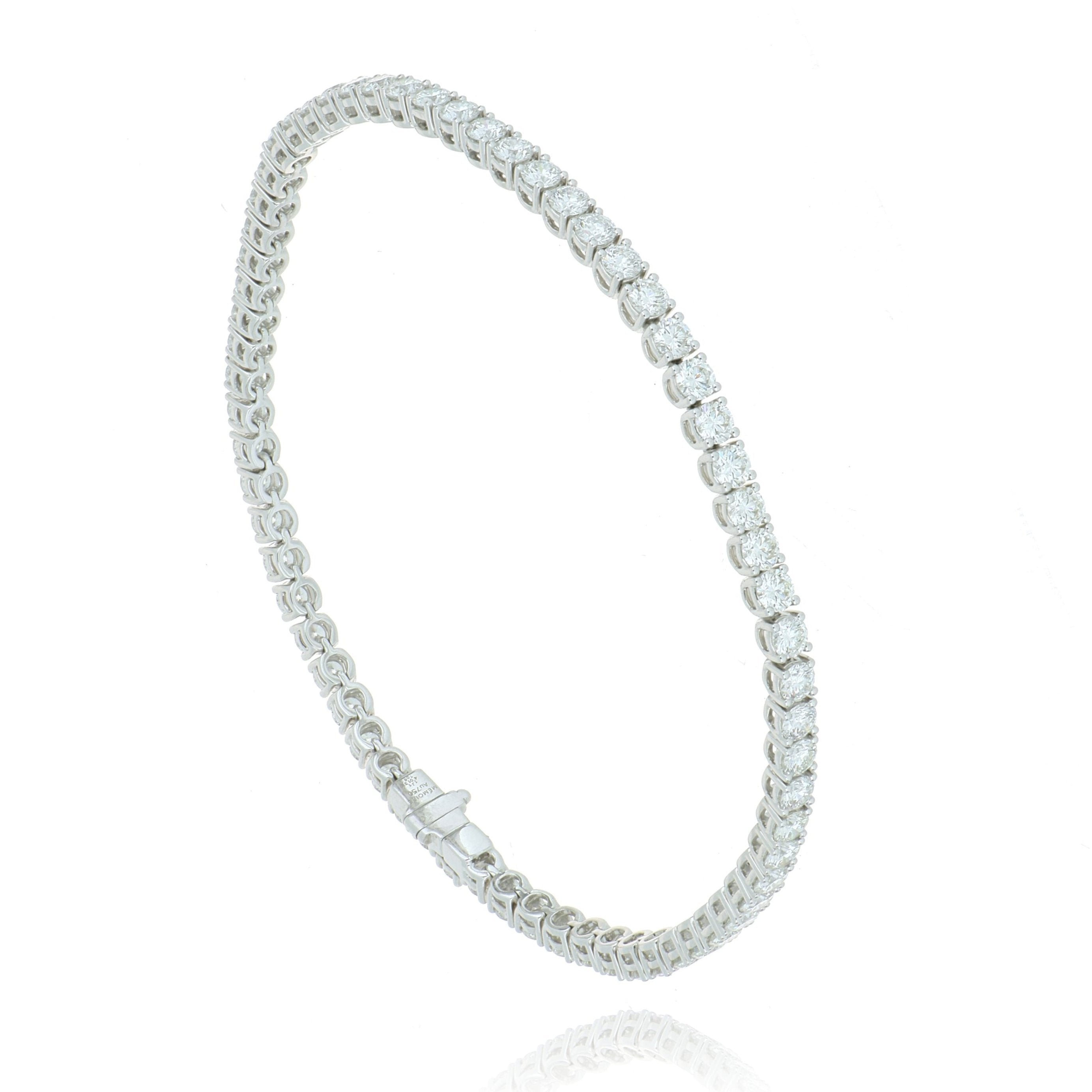 18k White Gold 4 Prong Diamond Tennis Bracelet - Charles Koll Jewelers