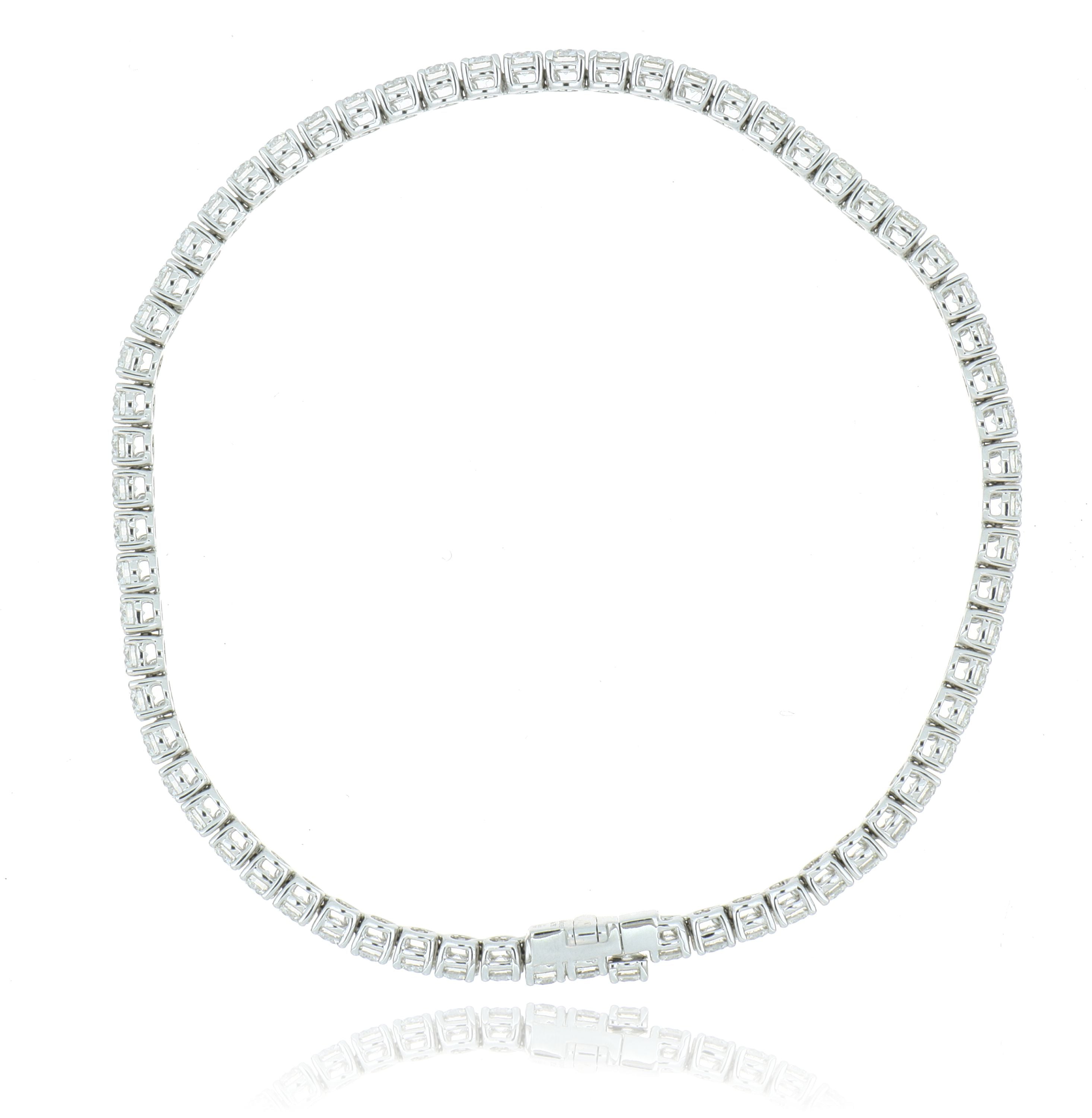 18k White Gold 4 Prong Diamond Tennis Bracelet - Charles Koll Jewelers