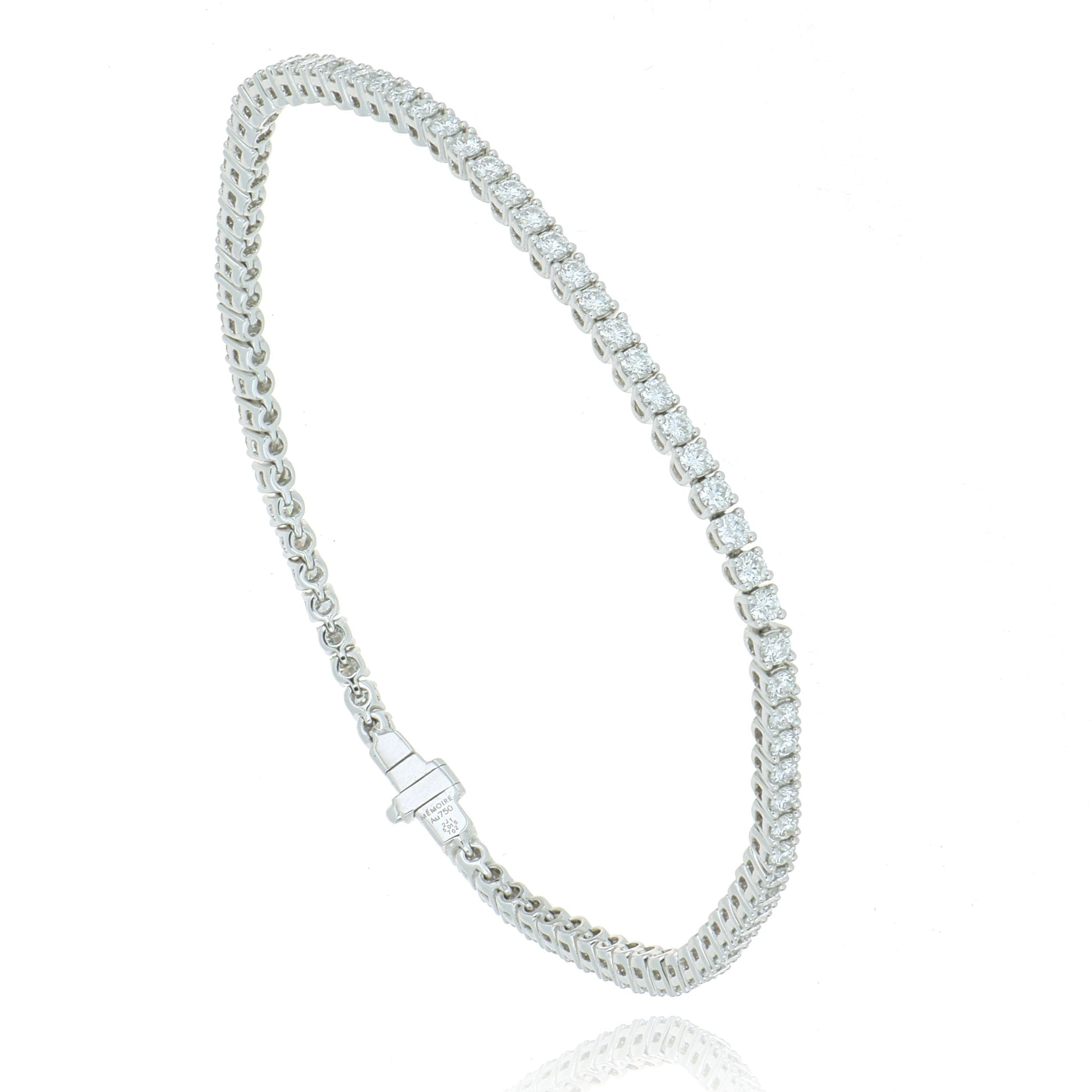 18k White Gold 4 Prong Diamond Tennis Bracelet - Charles Koll Jewelers