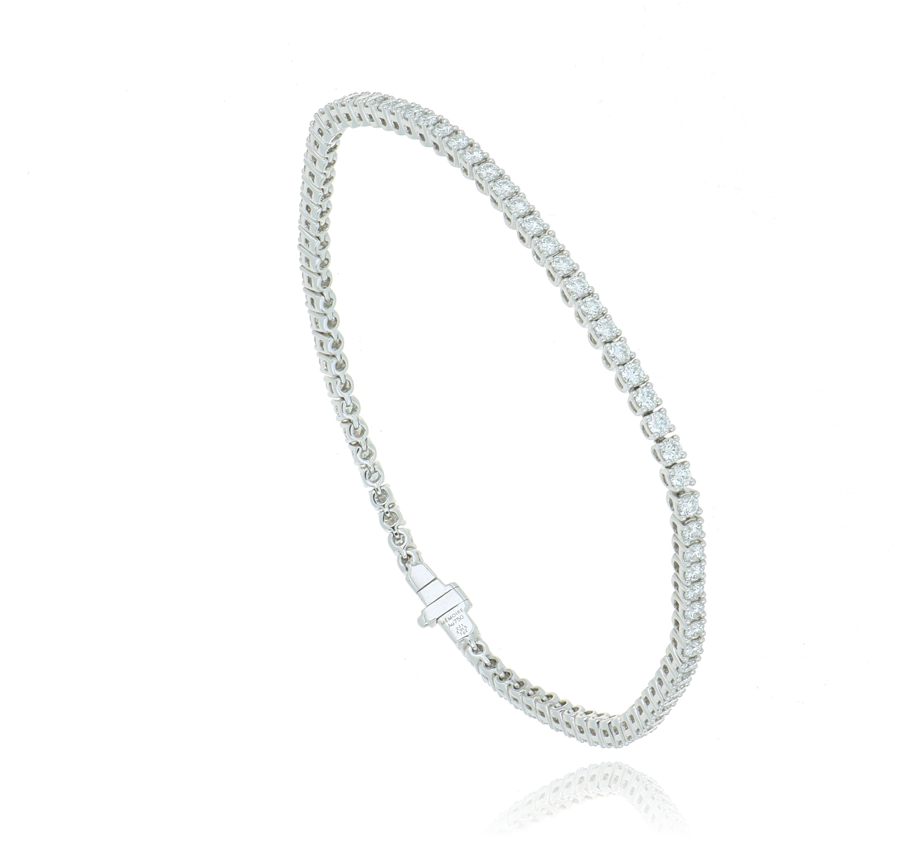 18k White Gold 4 Prong Diamond Tennis Bracelet - Charles Koll Jewelers