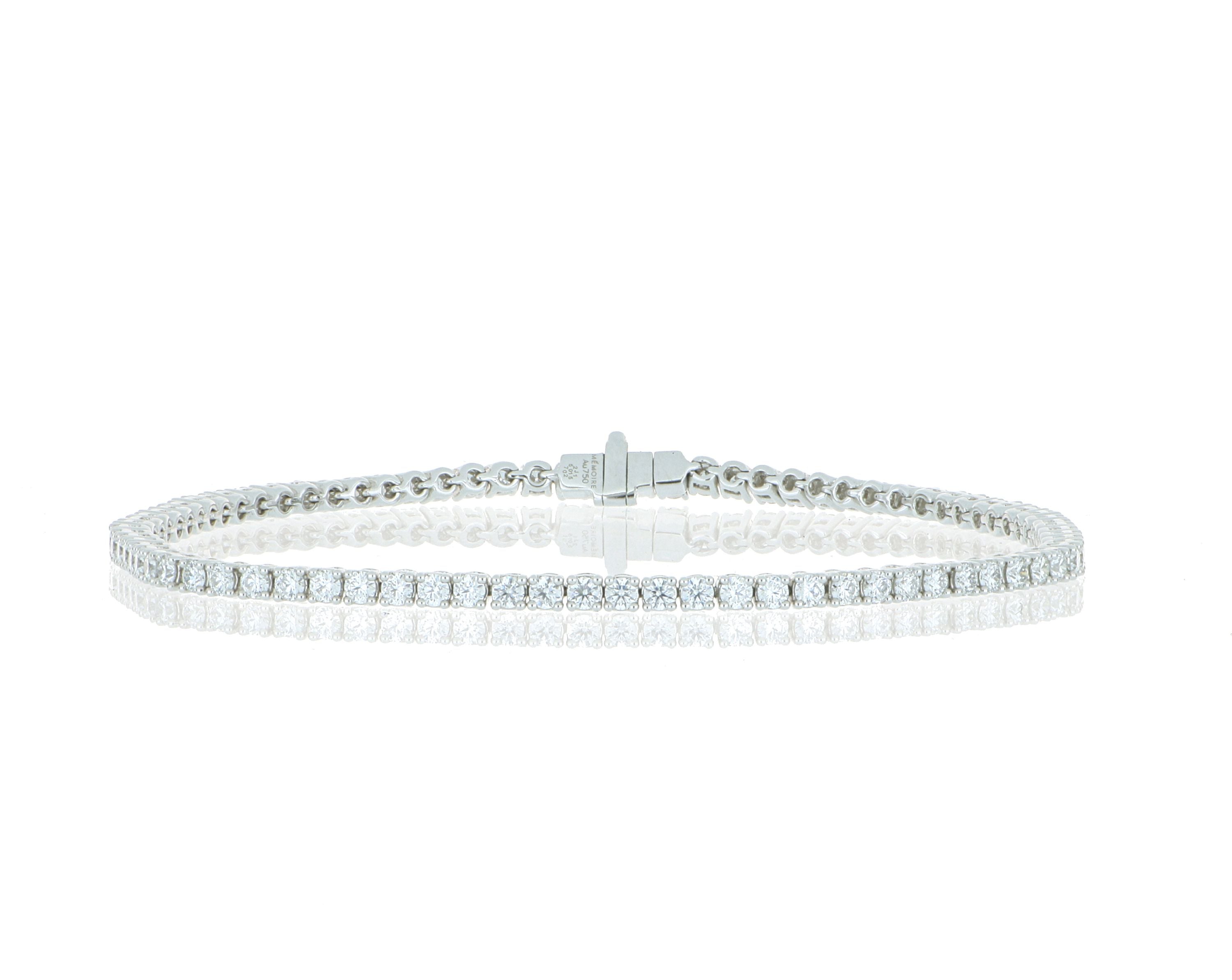 18k White Gold 4 Prong Diamond Tennis Bracelet - Charles Koll Jewelers