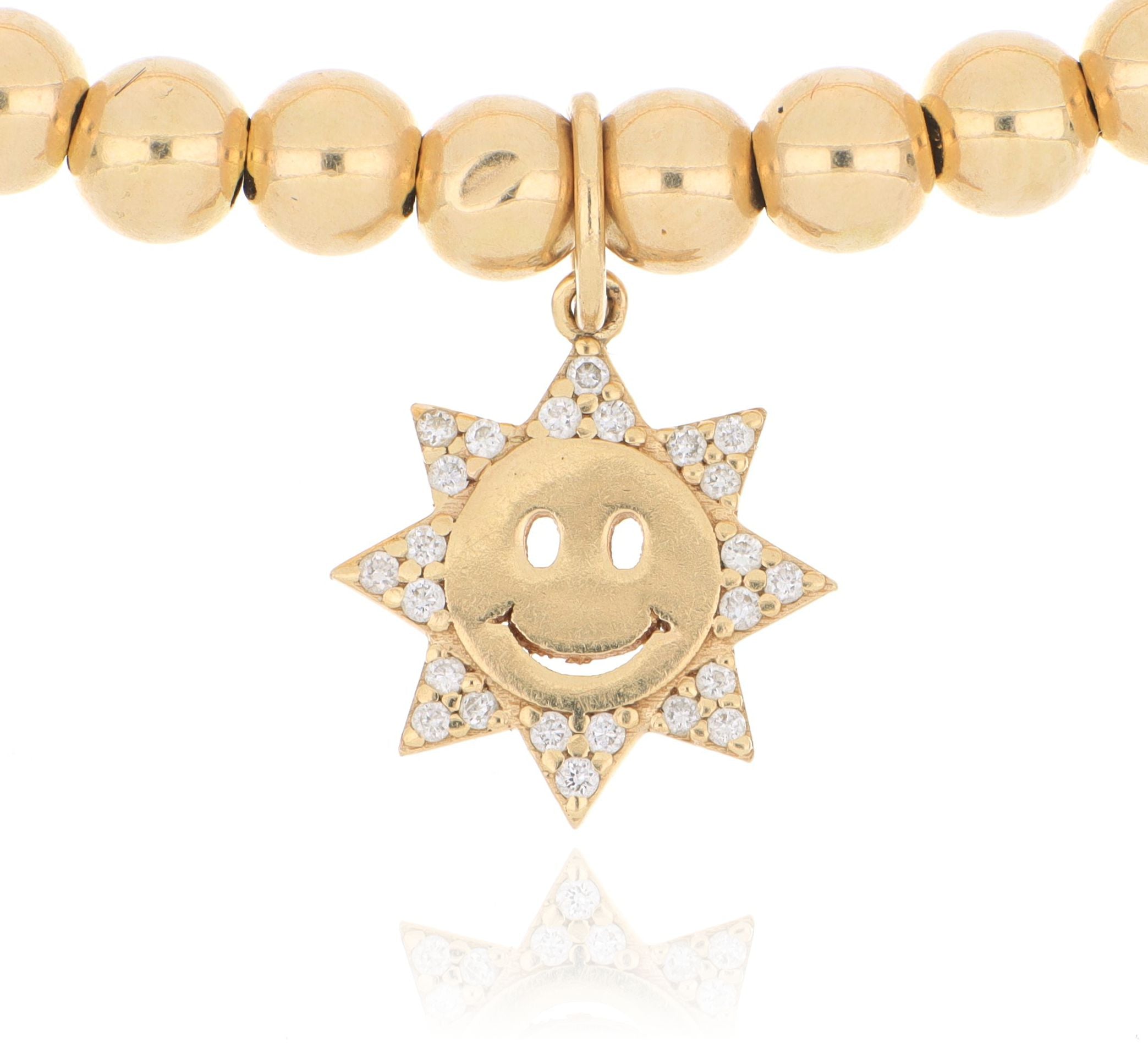 14k Yellow Gold Diamond Accented Sun Bracelet