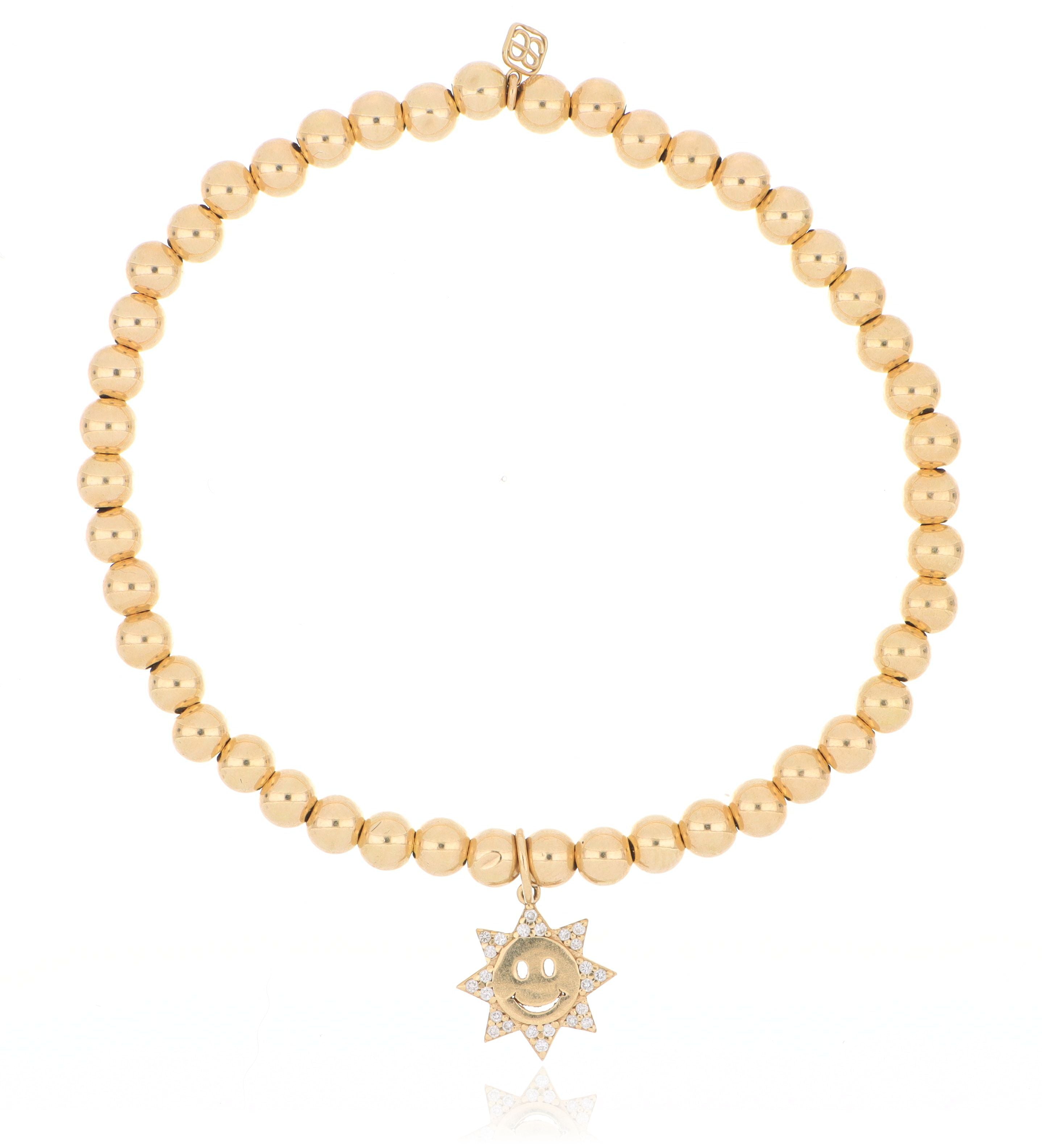 14k Yellow Gold Diamond Accented Sun Bracelet