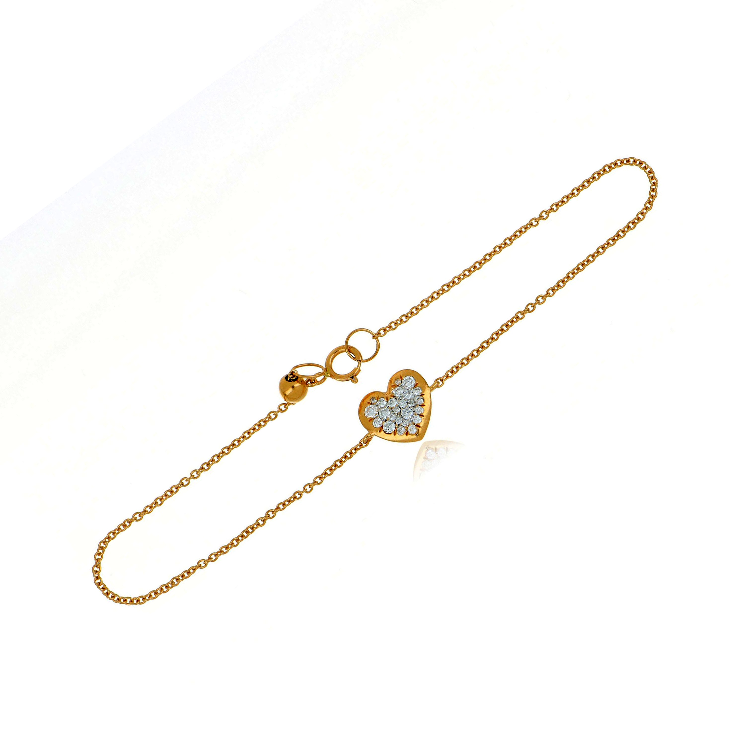 14k Rose Gold Diamond Accented Heart Bracelet