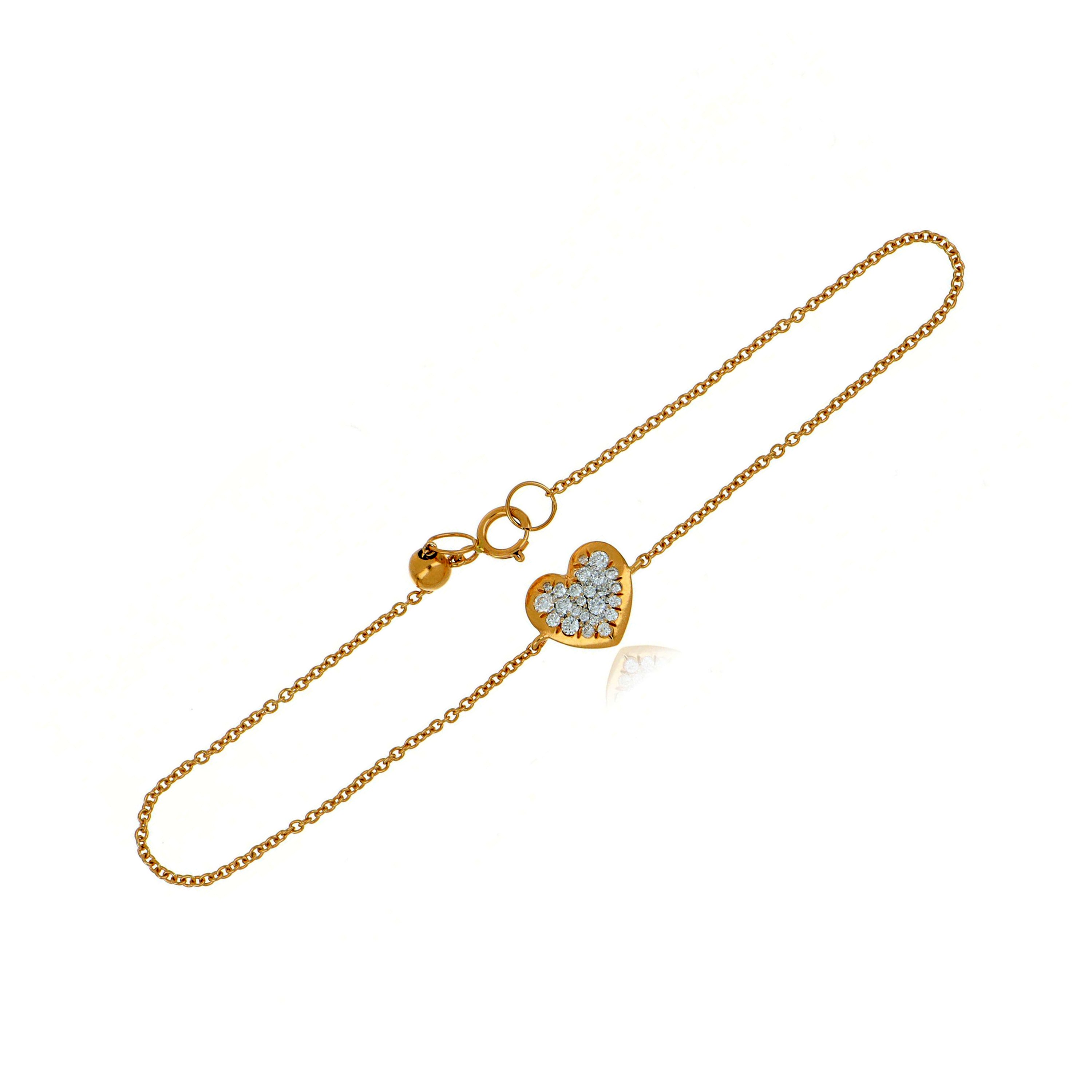 14k Rose Gold Diamond Accented Heart Bracelet - Charles Koll Jewelers