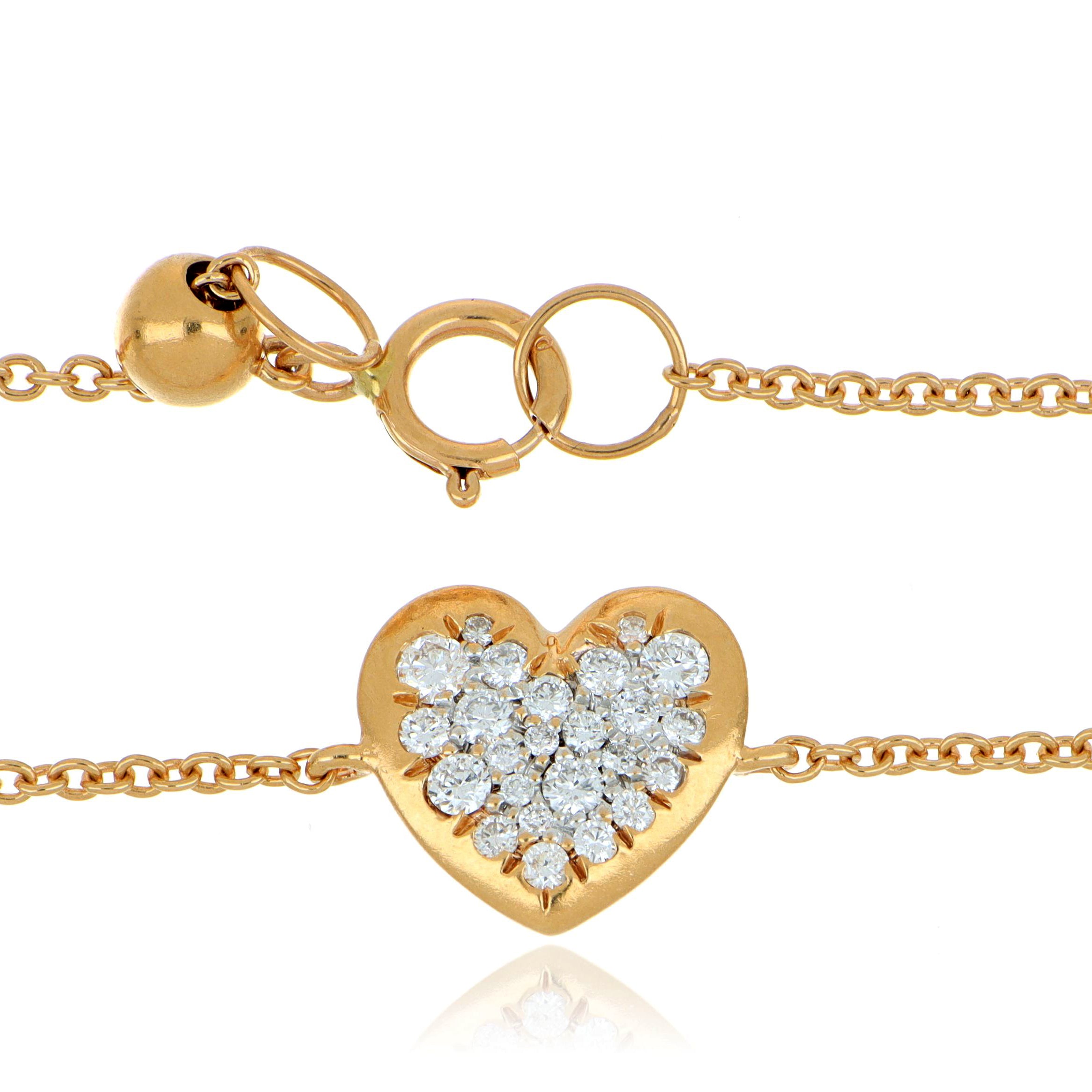 14k Rose Gold Diamond Accented Heart Bracelet