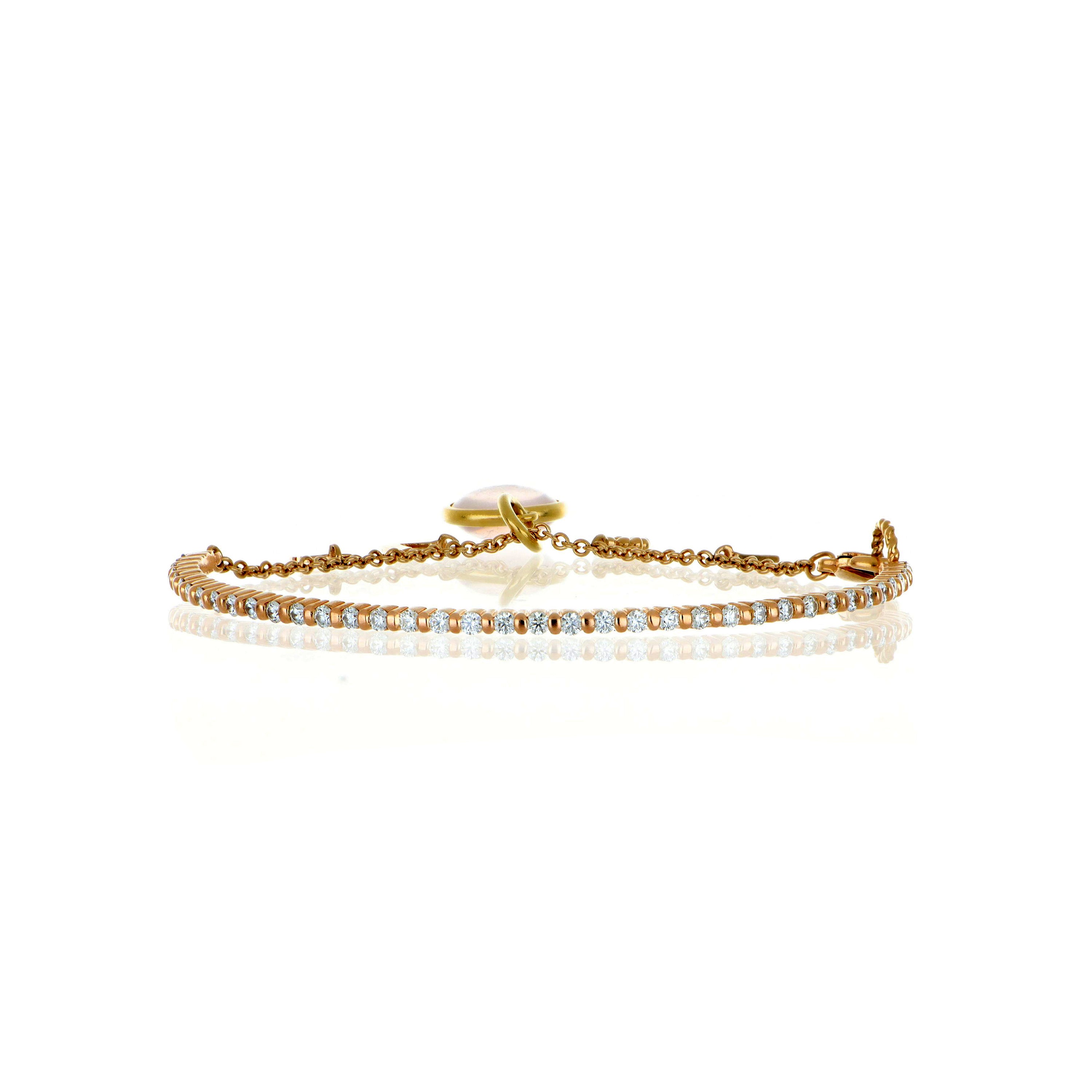 14k Rose Gold Diamond Love Dangle Bracelet - Charles Koll Jewelers