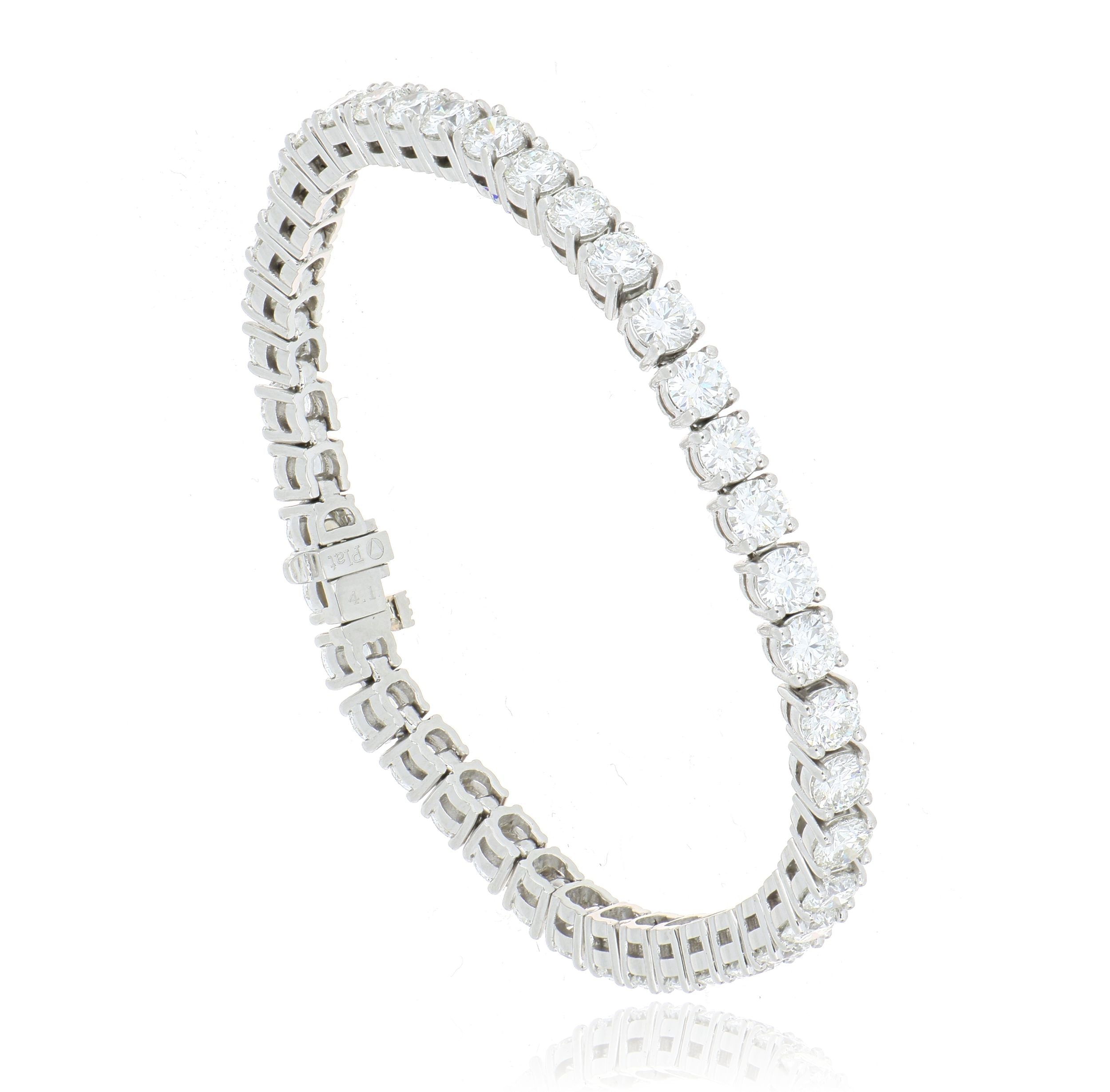 Platinum Classic 4 Prong Diamond Tennis Bracelet - Charles Koll Jewelers