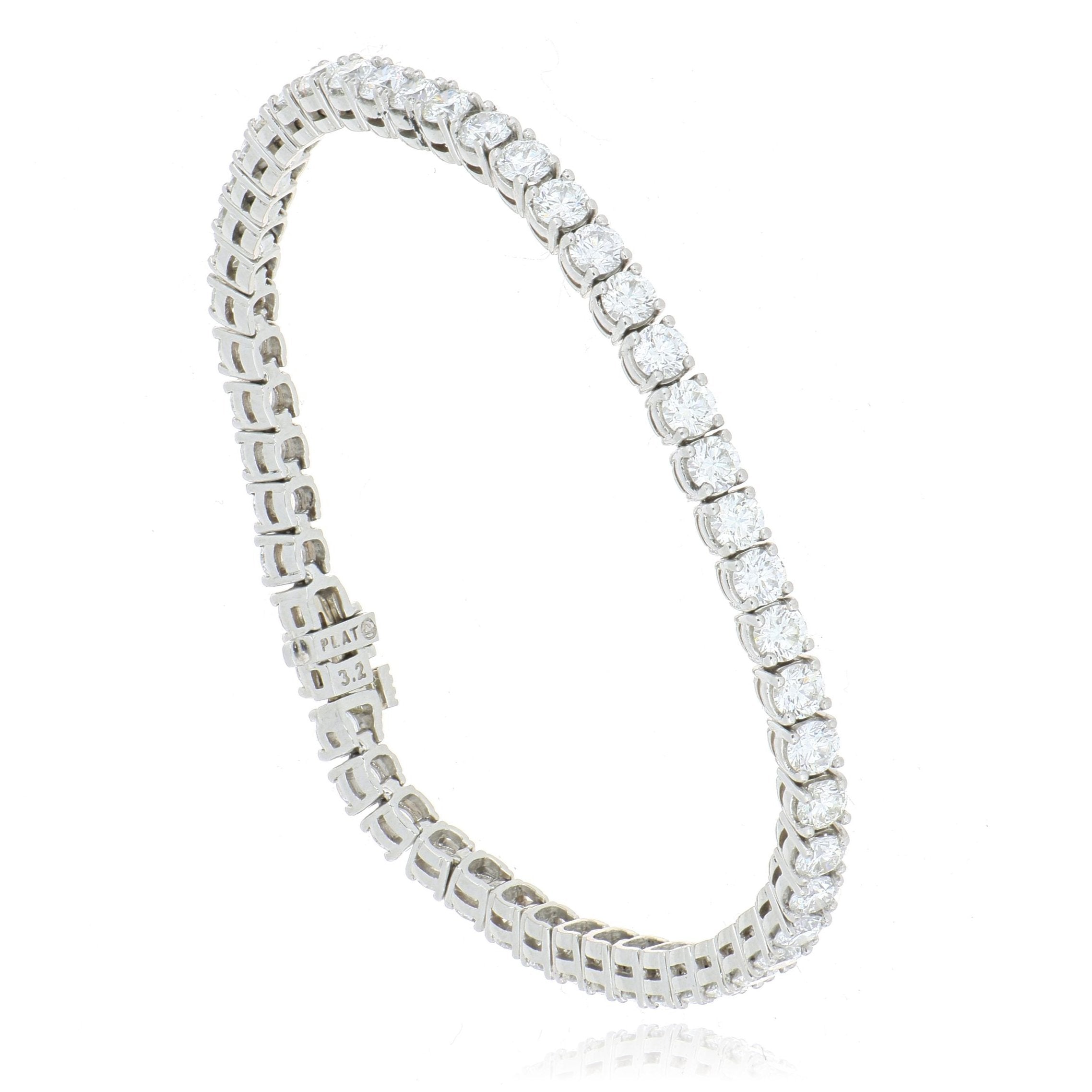 Platinum Classic 4 Prong Diamond Tennis Bracelet - Charles Koll Jewelers