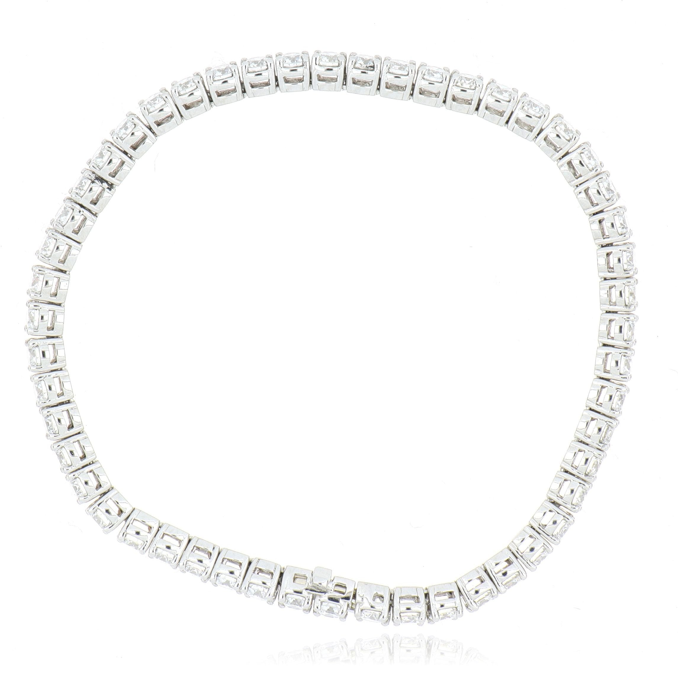 Platinum Classic 4 Prong Diamond Tennis Bracelet - Charles Koll Jewelers