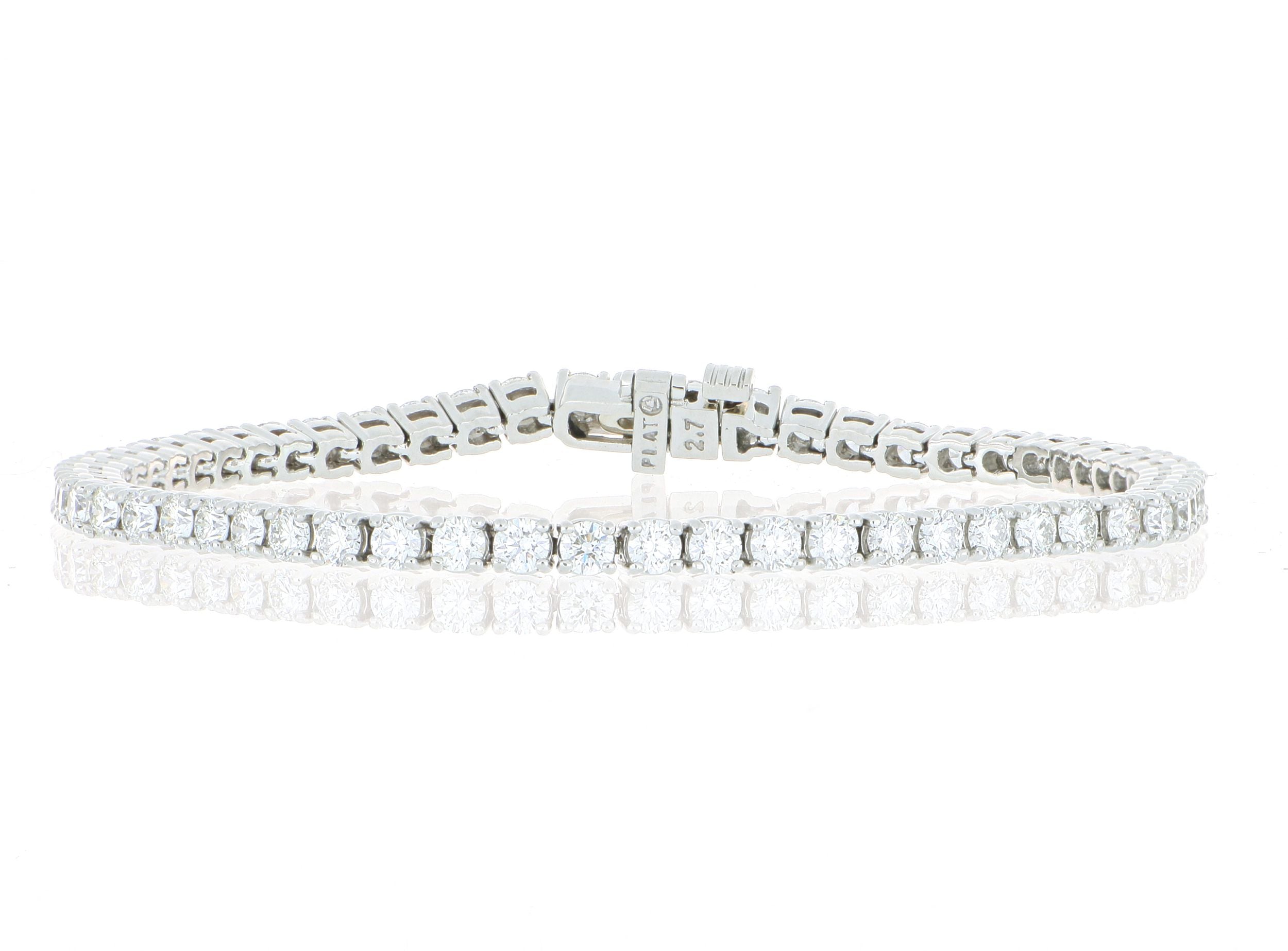 Platinum Classic 4 Prong Tennis Bracelet - Charles Koll Jewelers