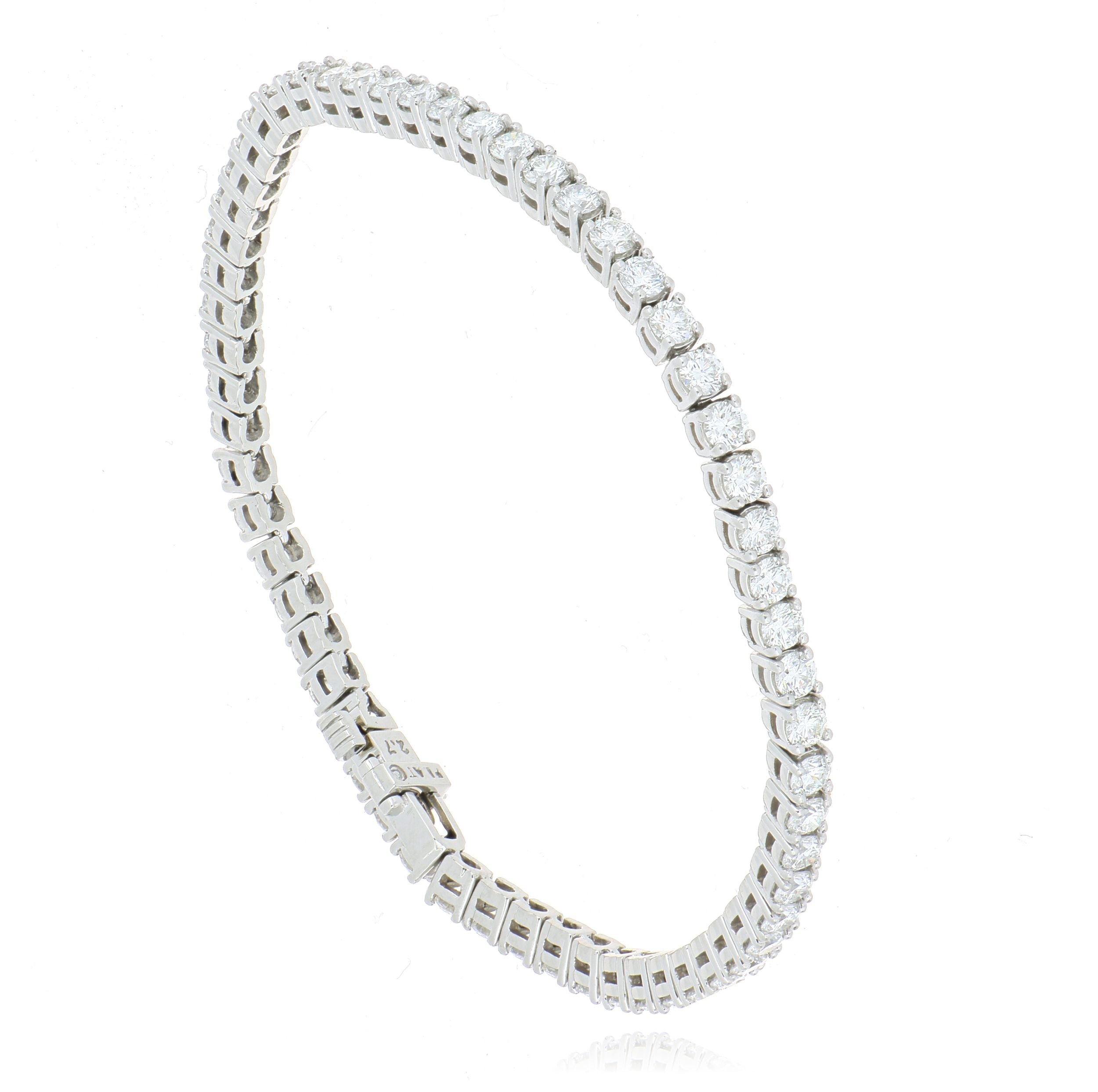 Platinum Classic 4 Prong Tennis Bracelet - Charles Koll Jewelers