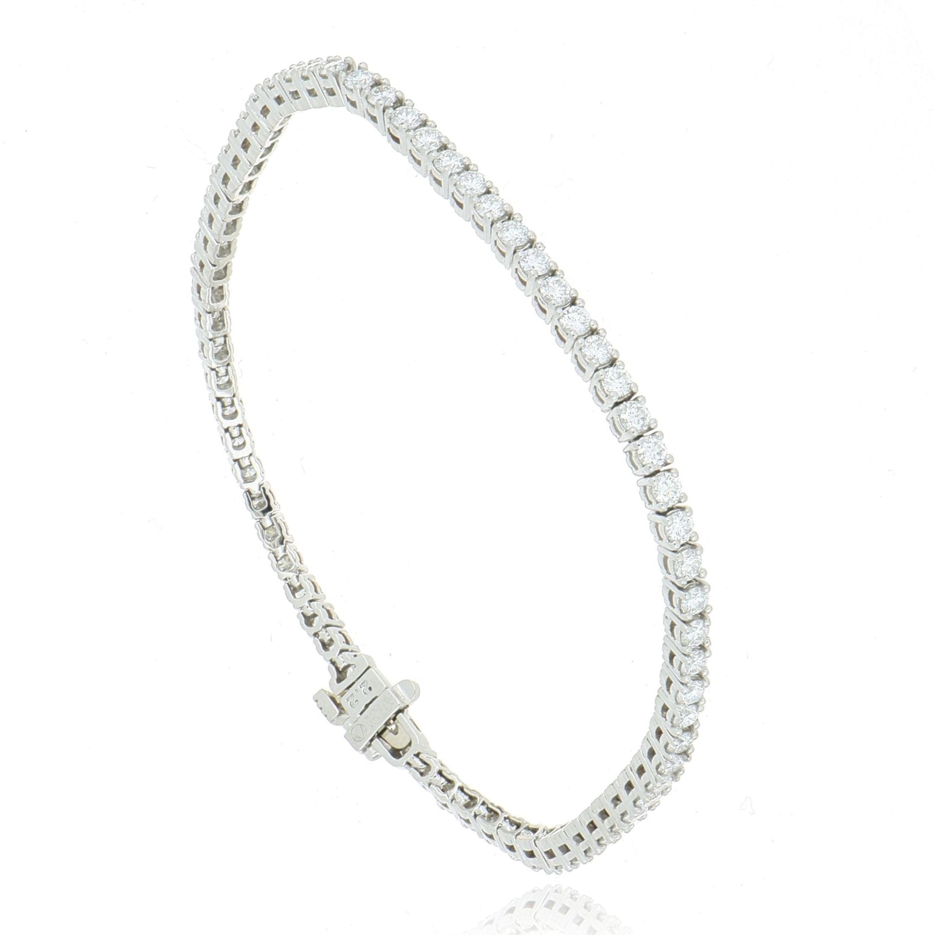 Platinum Classic 4 Prong Tennis Bracelet - Charles Koll Jewelers