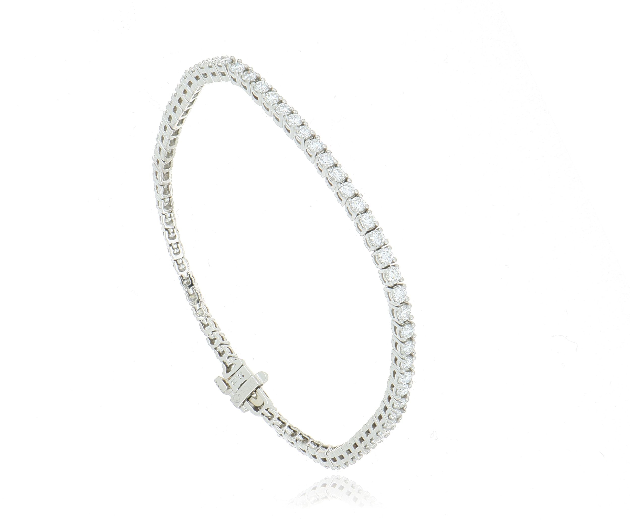 Platinum Classic 4 Prong Tennis Bracelet - Charles Koll Jewelers