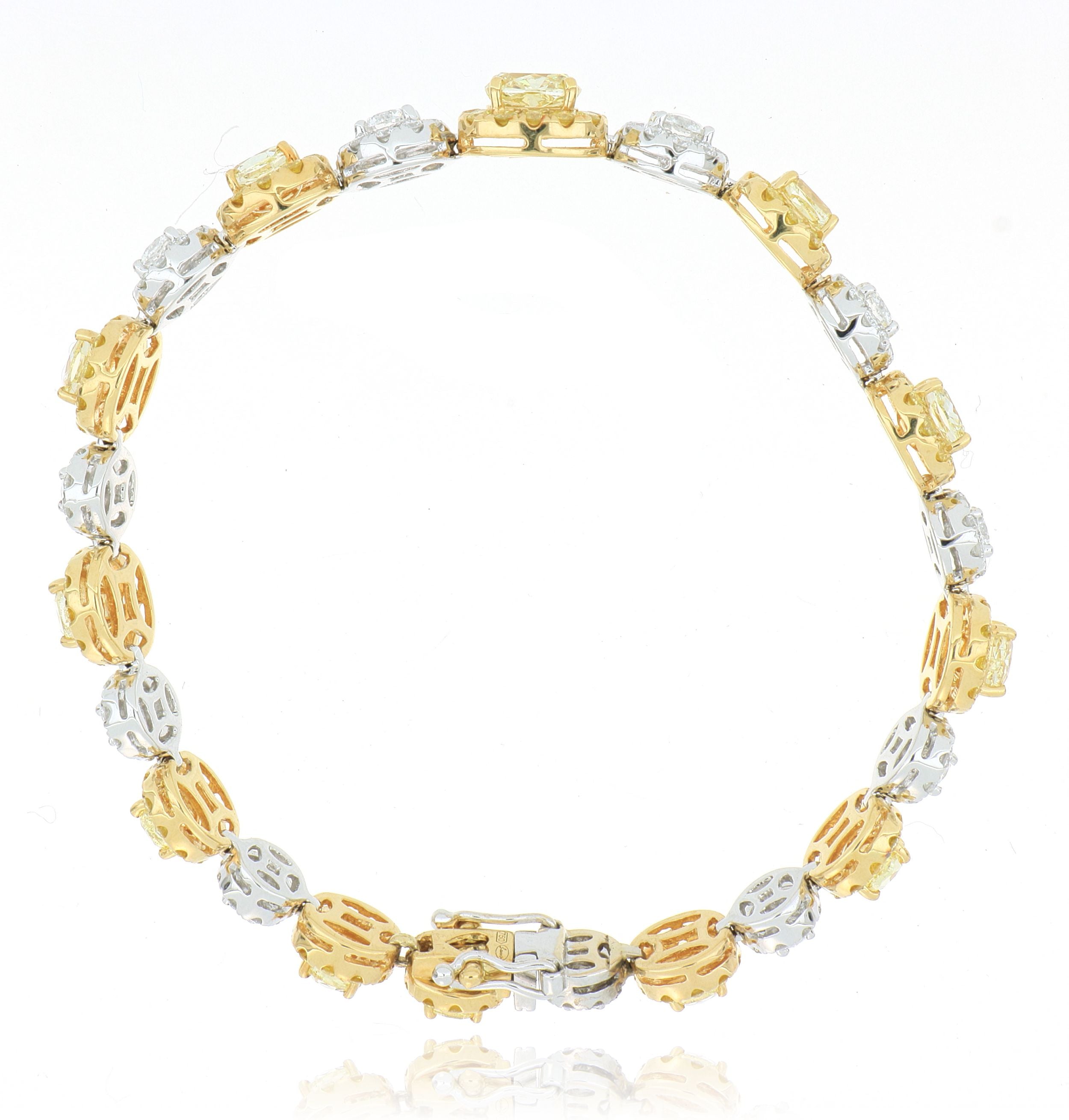 18k White and Yellow Fancy Colored Diamond Bracelet - Charles Koll Jewelers