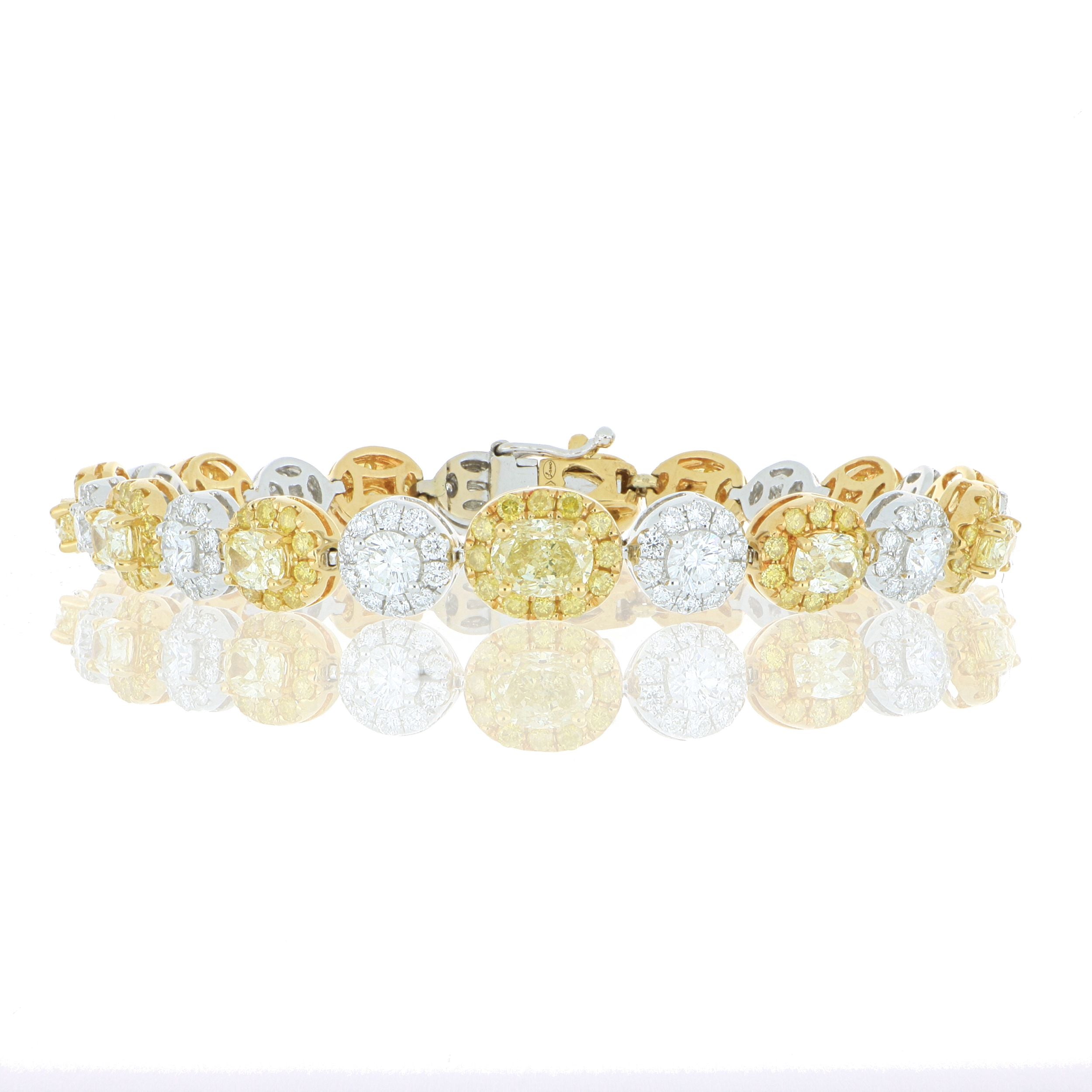 18k White and Yellow Fancy Colored Diamond Bracelet - Charles Koll Jewelers