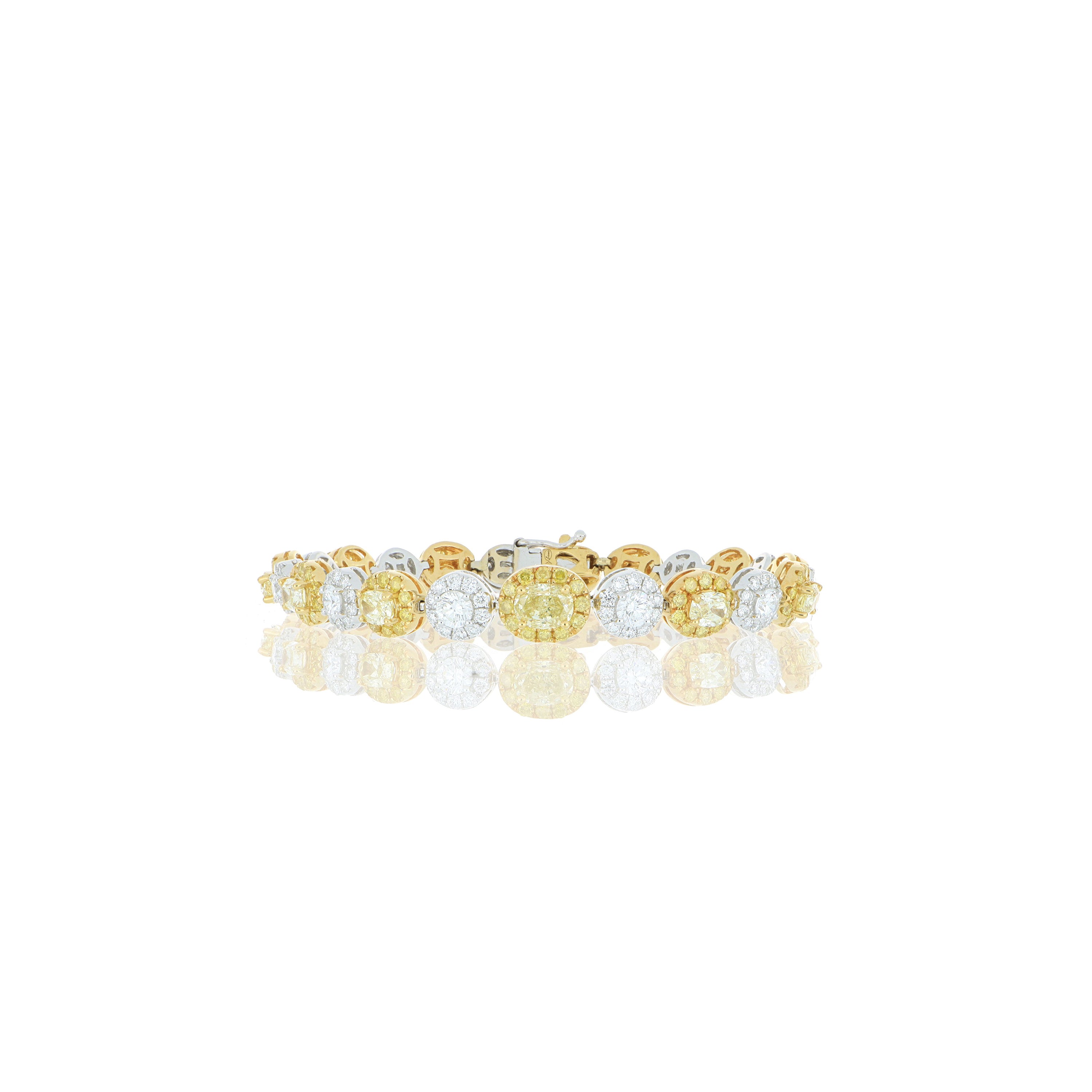 18k White and Yellow Fancy Colored Diamond Bracelet