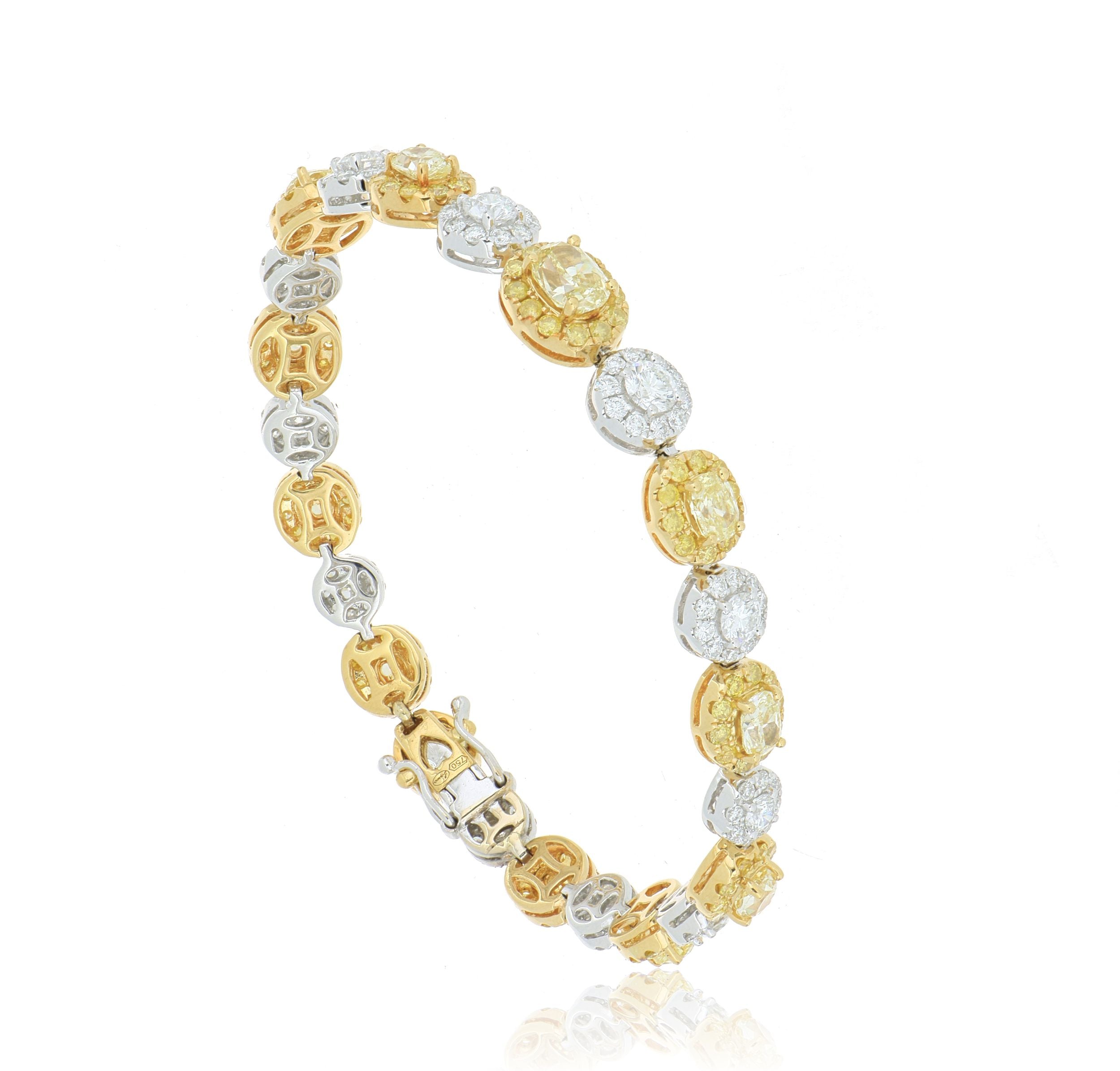 18k White and Yellow Fancy Colored Diamond Bracelet