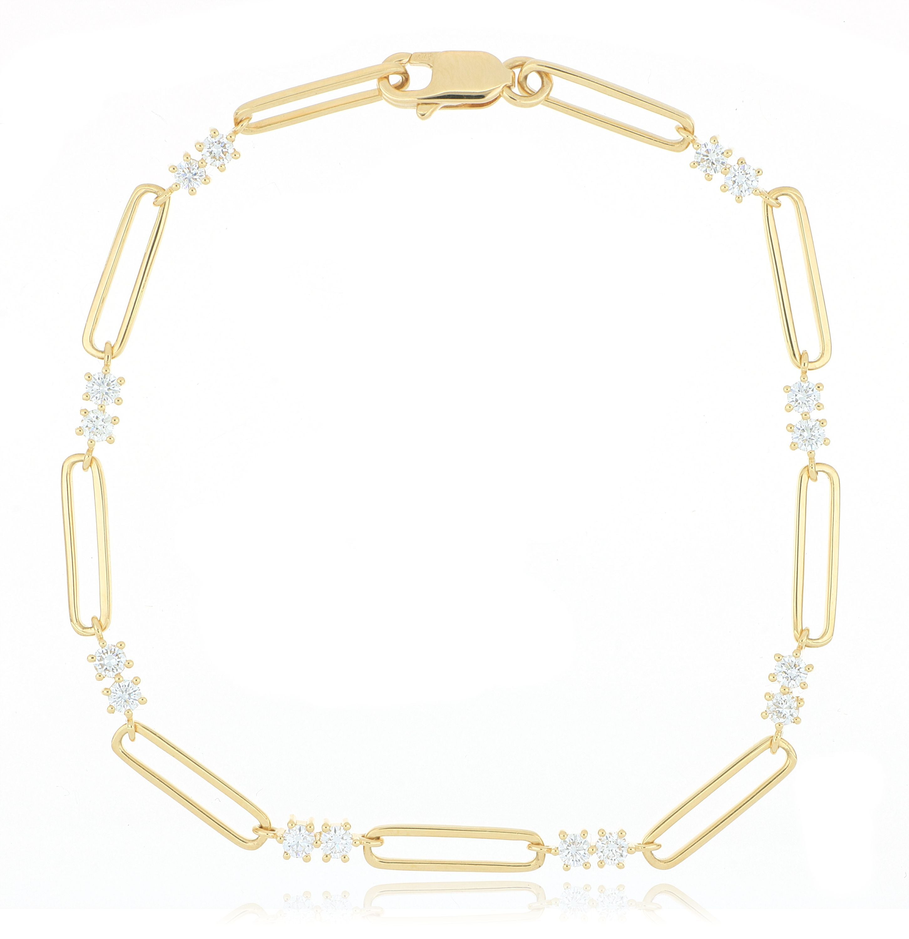 18k Yellow Gold Diamond Paperclip Bracelet - Charles Koll Jewelers