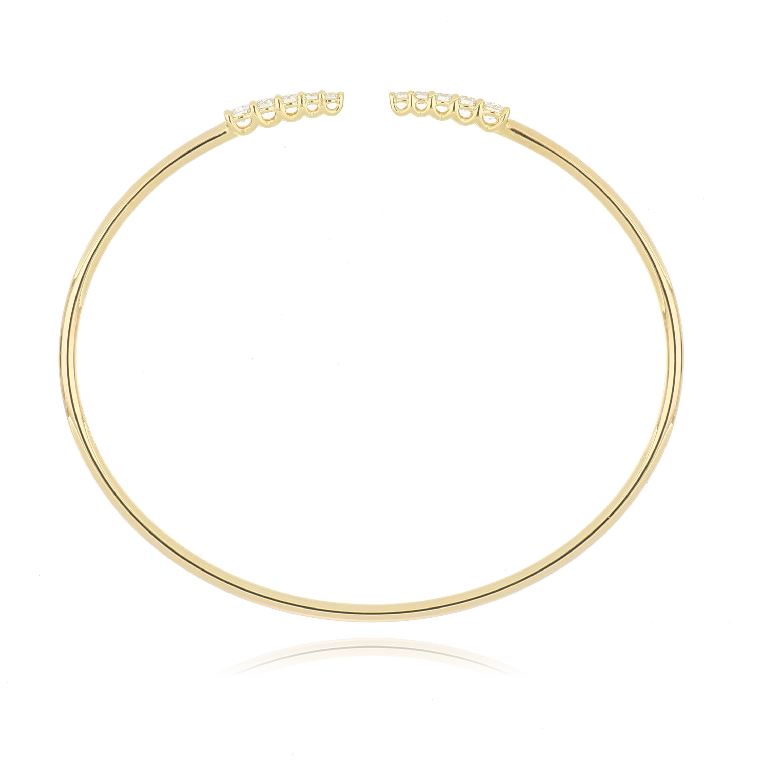 18k Yellow Gold Diamond Open Bangle