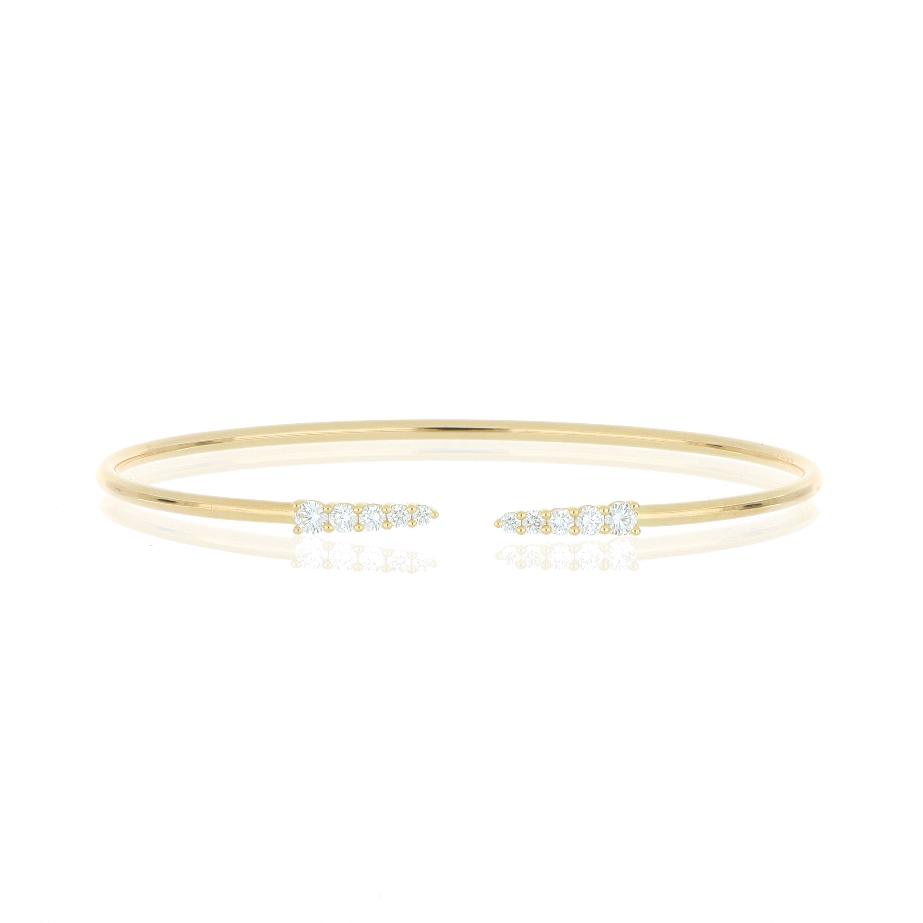 18k Yellow Gold Diamond Open Bangle