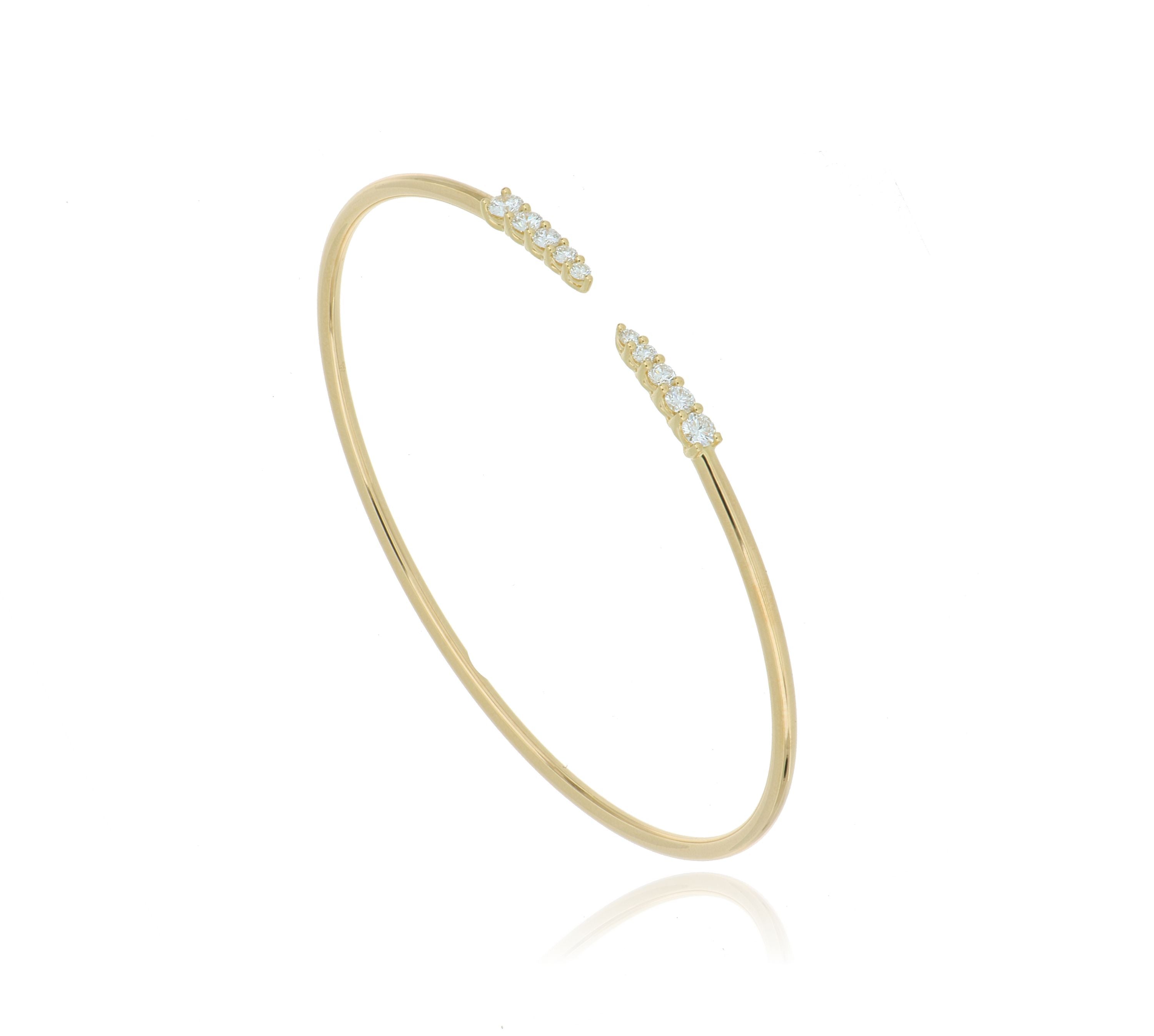 18k Yellow Gold Diamond Open Bangle