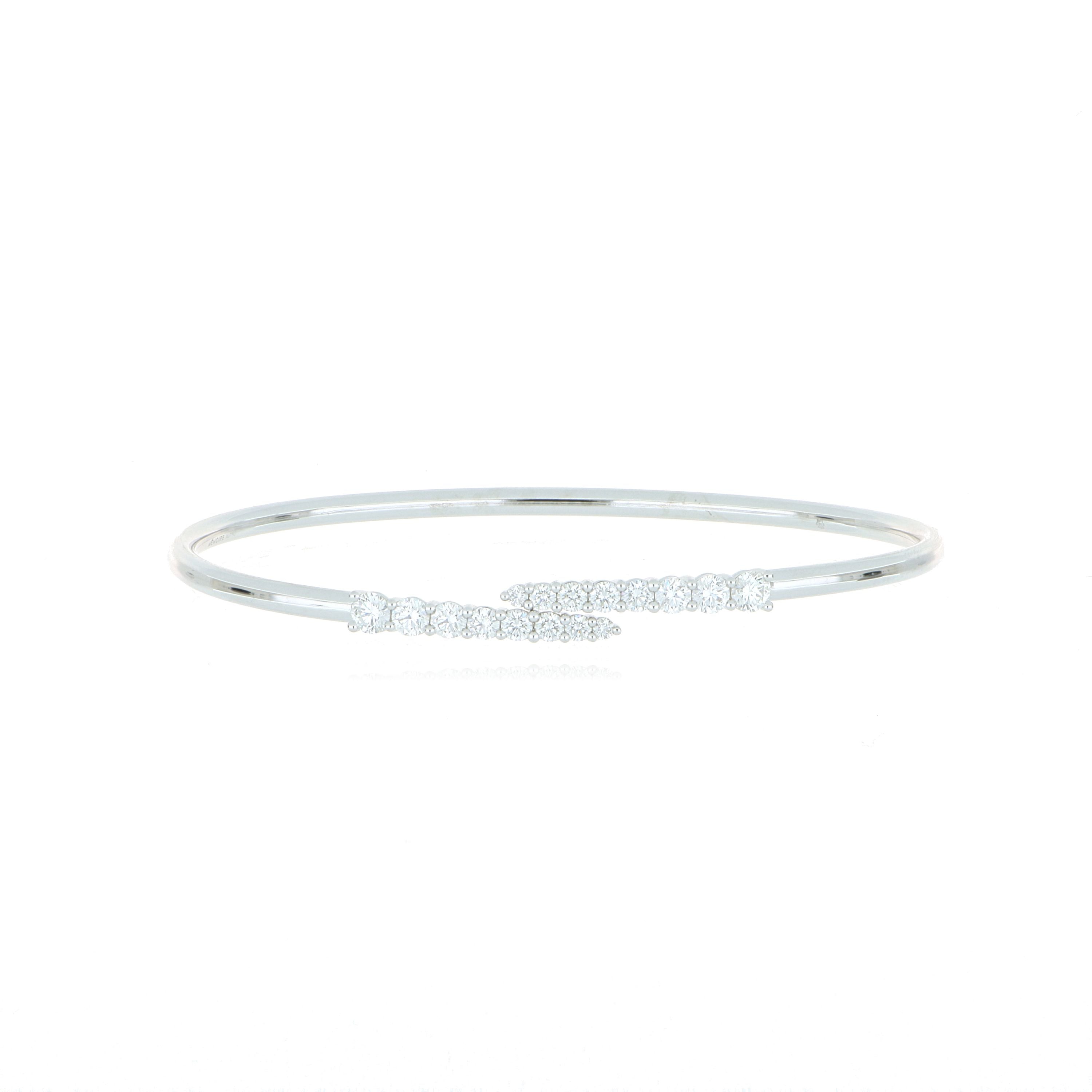 18k White Gold Diamond Open Bangle