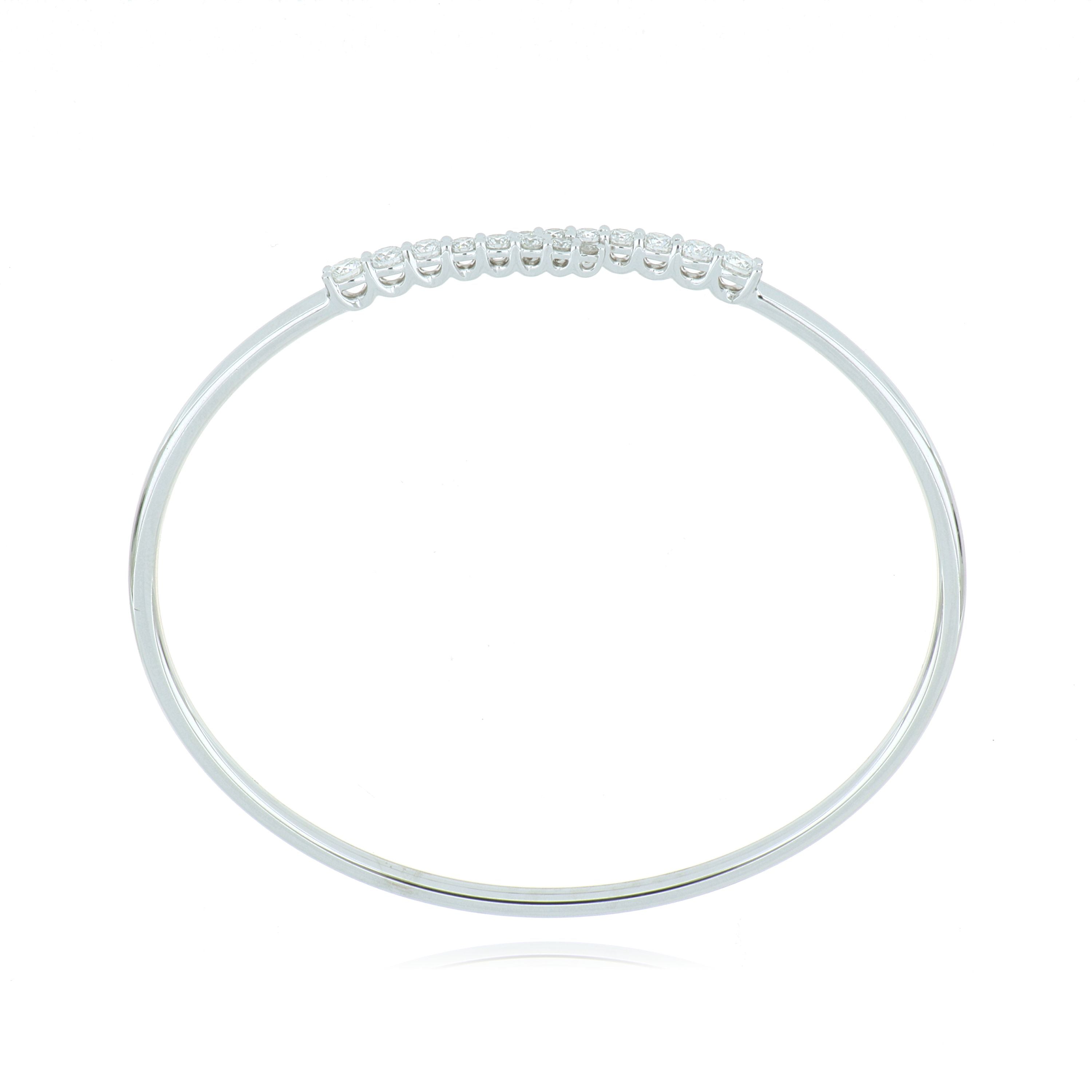 18k White Gold Diamond Open Bangle