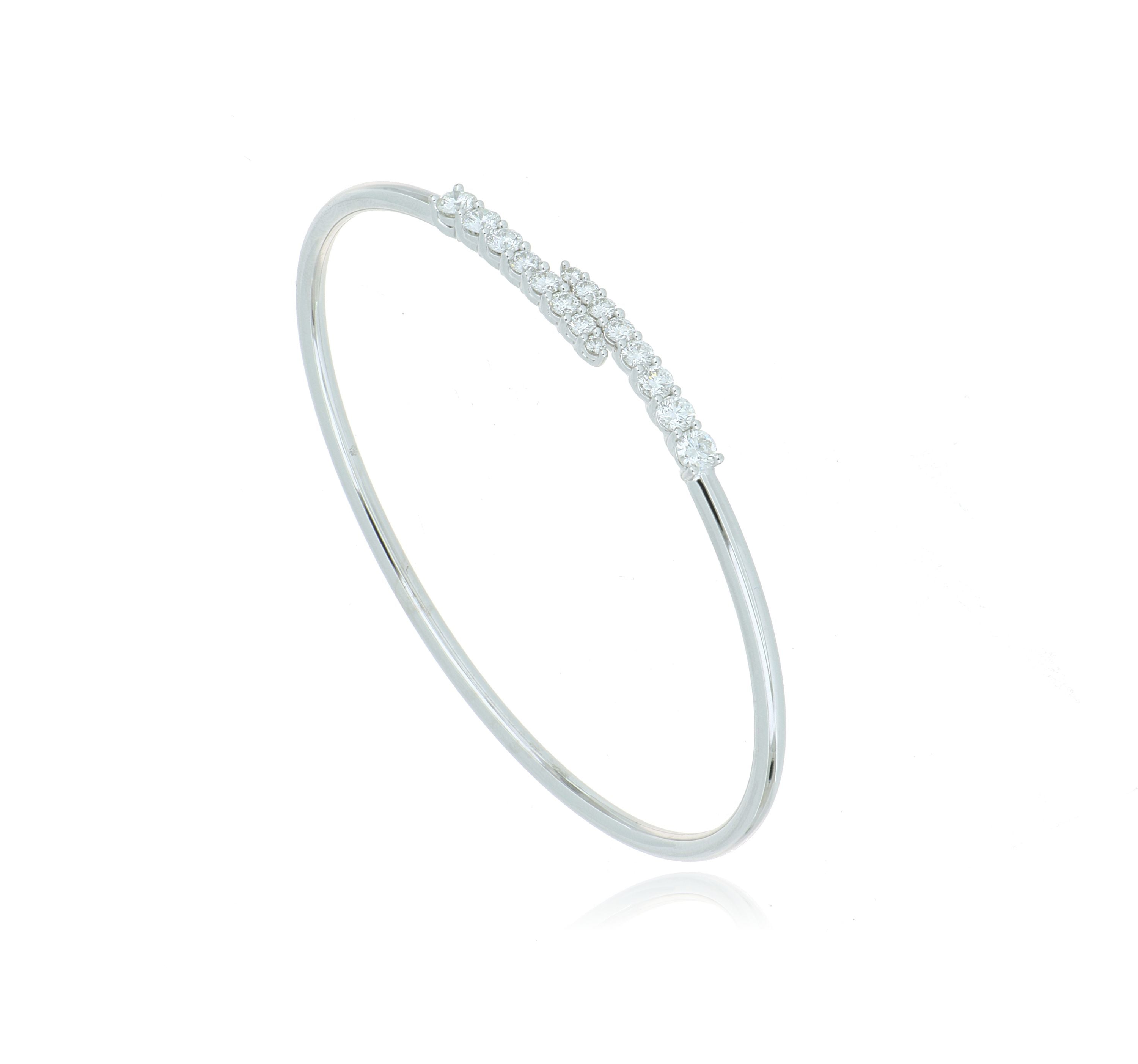 18k White Gold Diamond Open Bangle