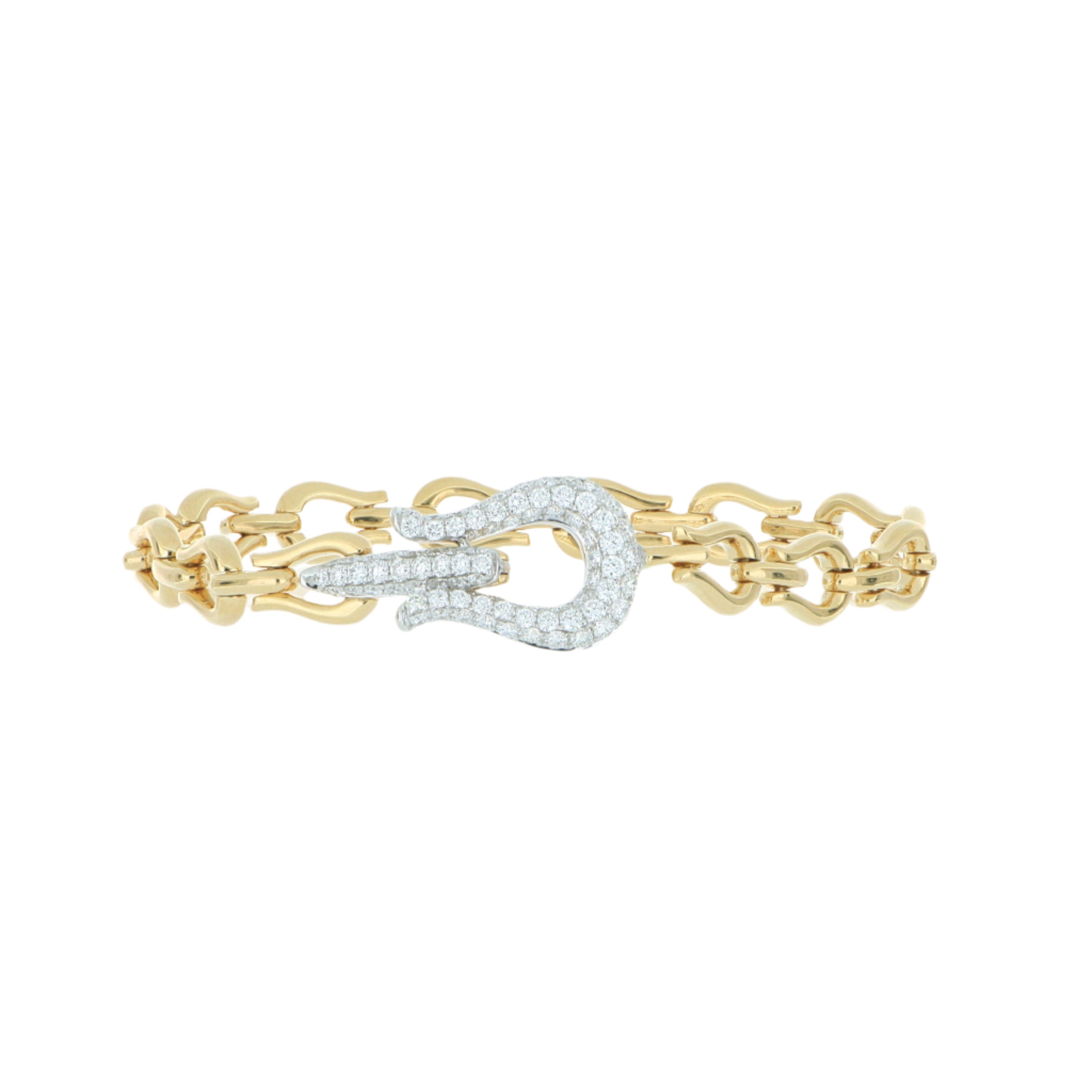 18k Yellow and White Gold Diamond Accented Buckle Bracelet