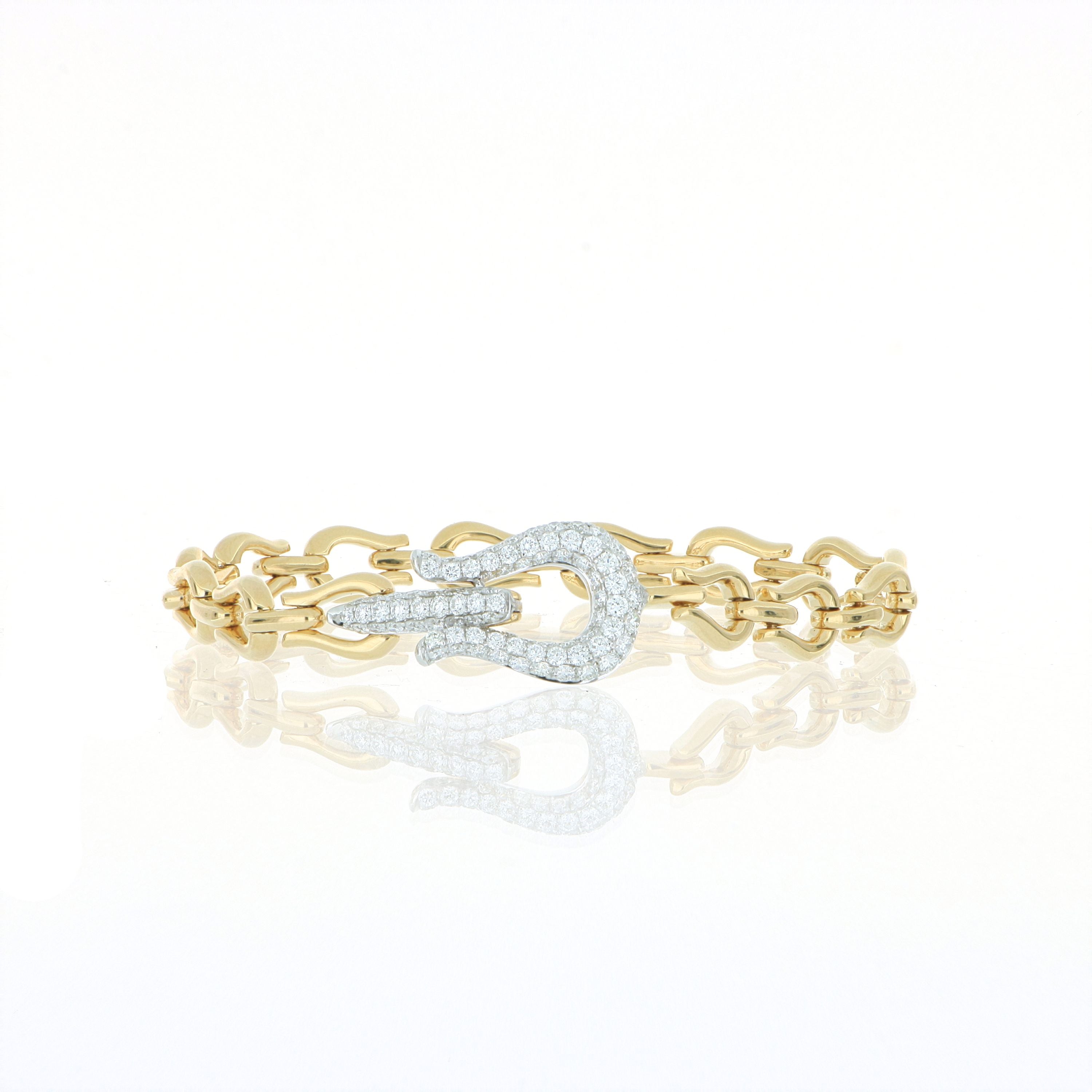 18k Yellow and White Gold Diamond Accented Buckle Bracelet