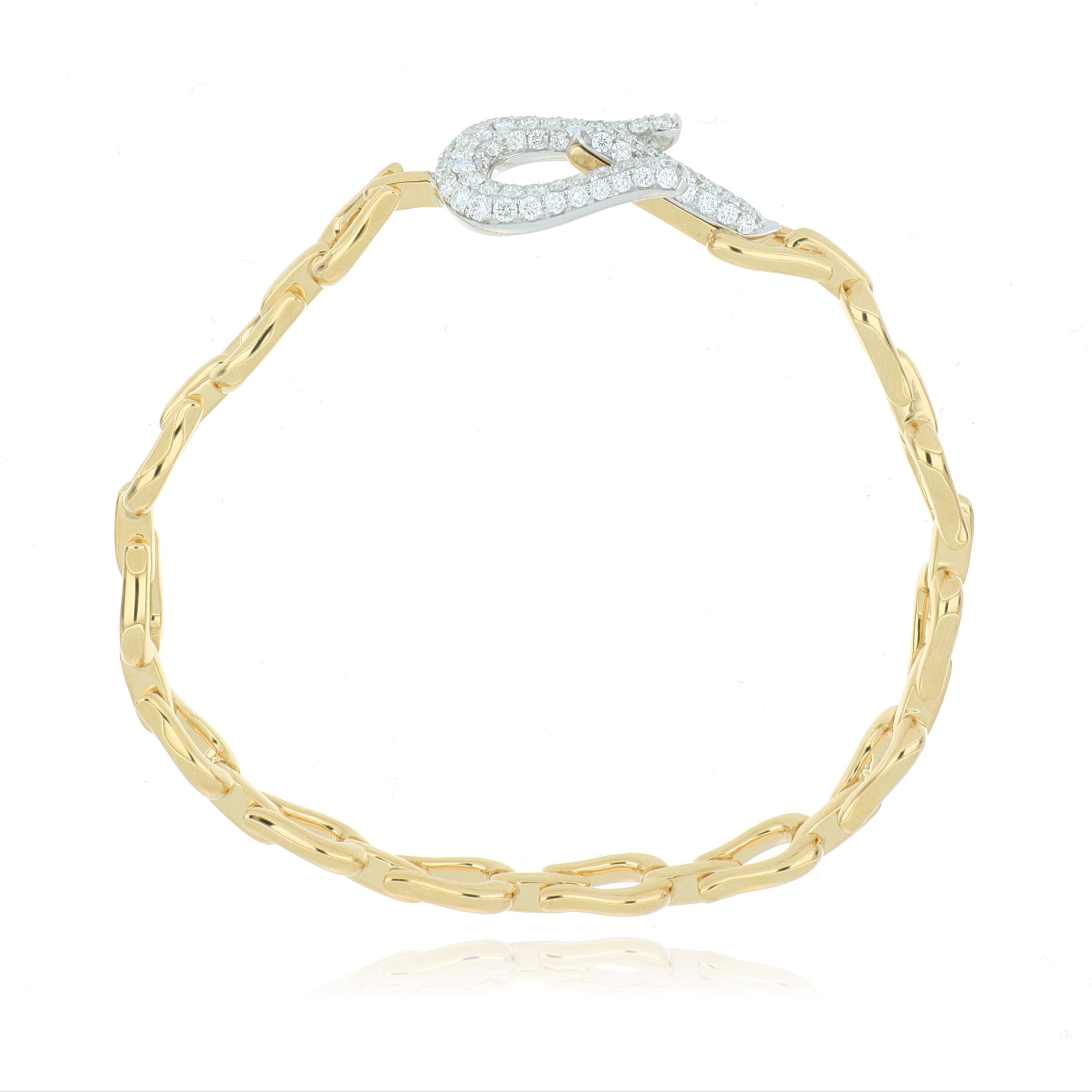 18k Yellow and White Gold Diamond Accented Buckle Bracelet