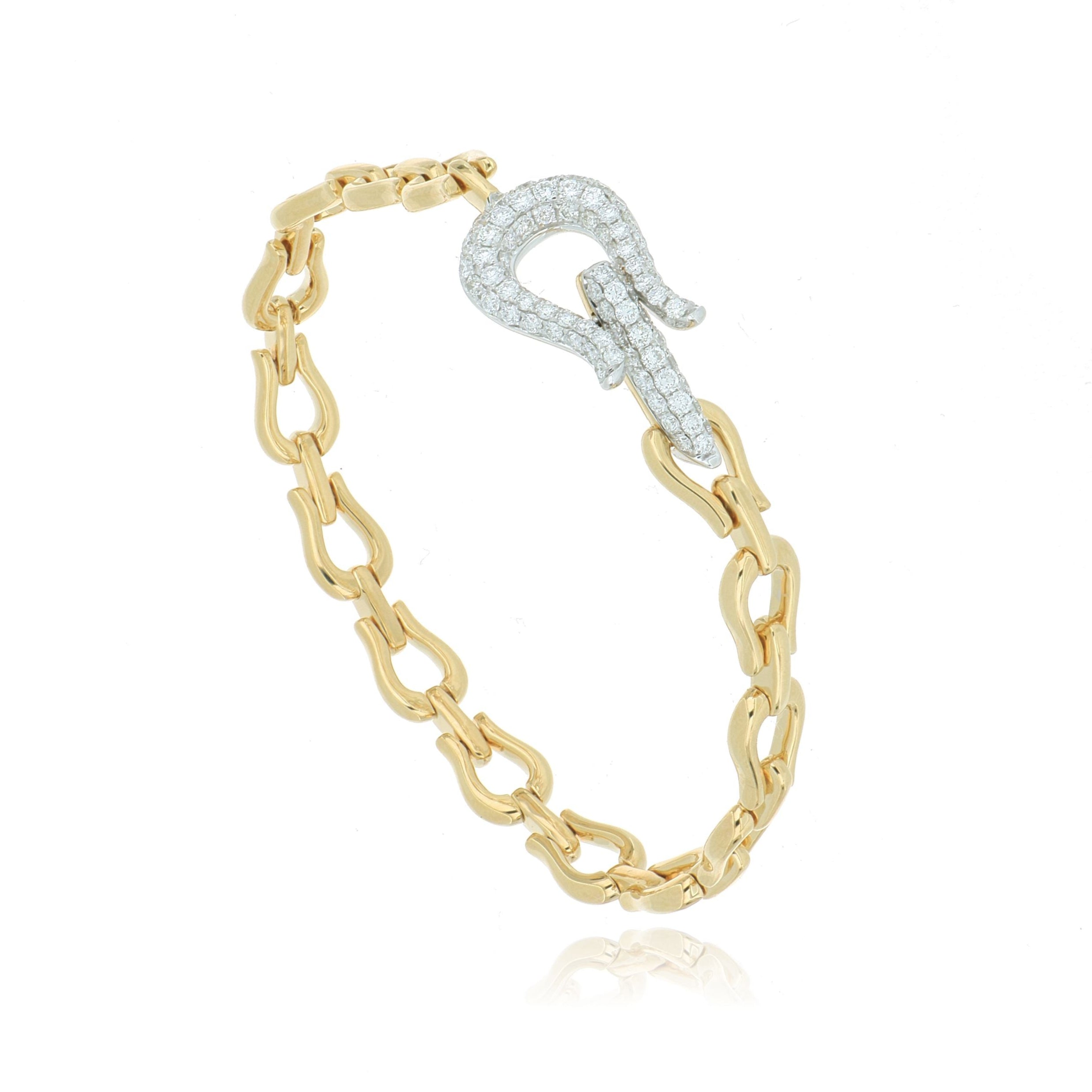 18k Yellow and White Gold Diamond Accented Buckle Bracelet