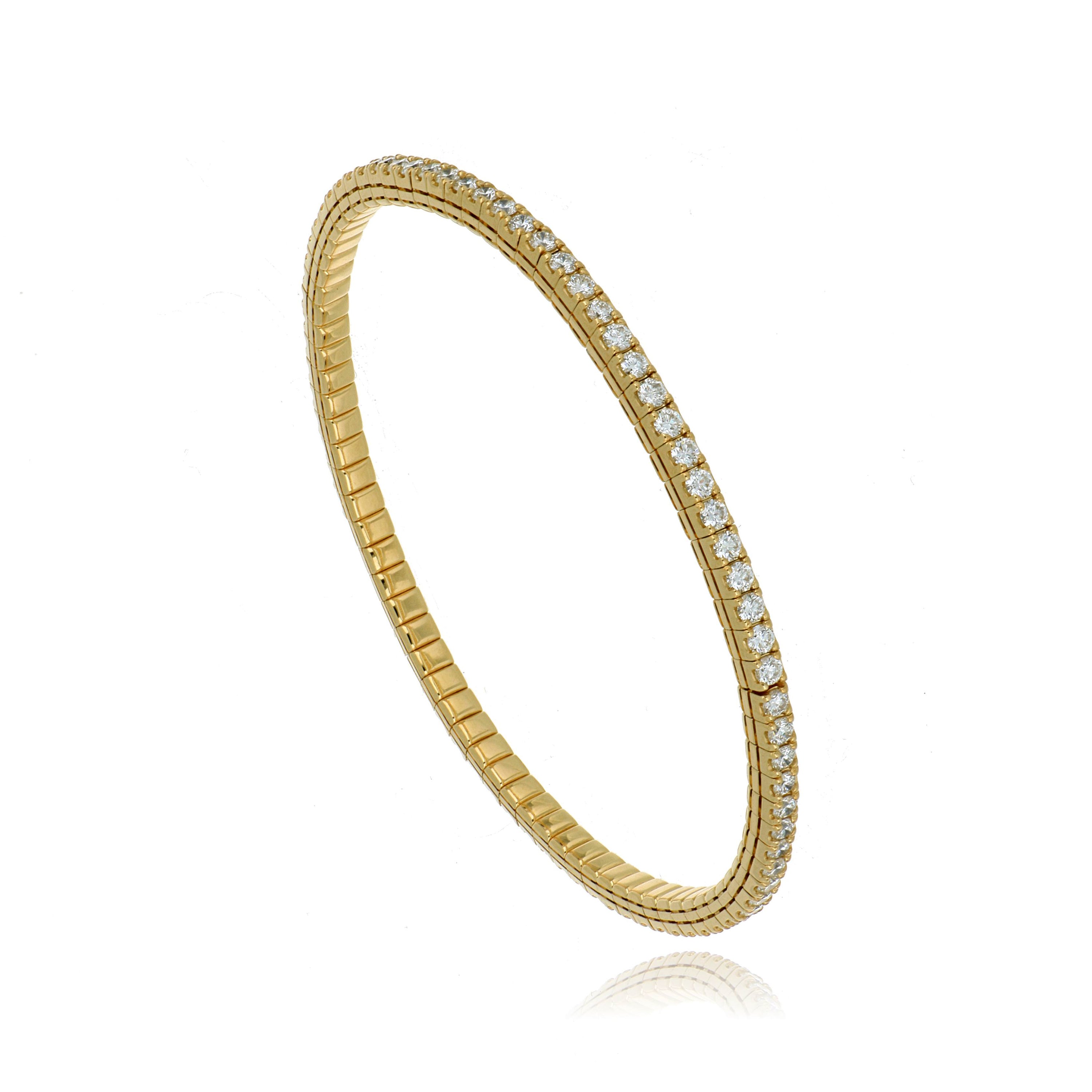 18k Yellow Gold Diamond Stretch Bangle