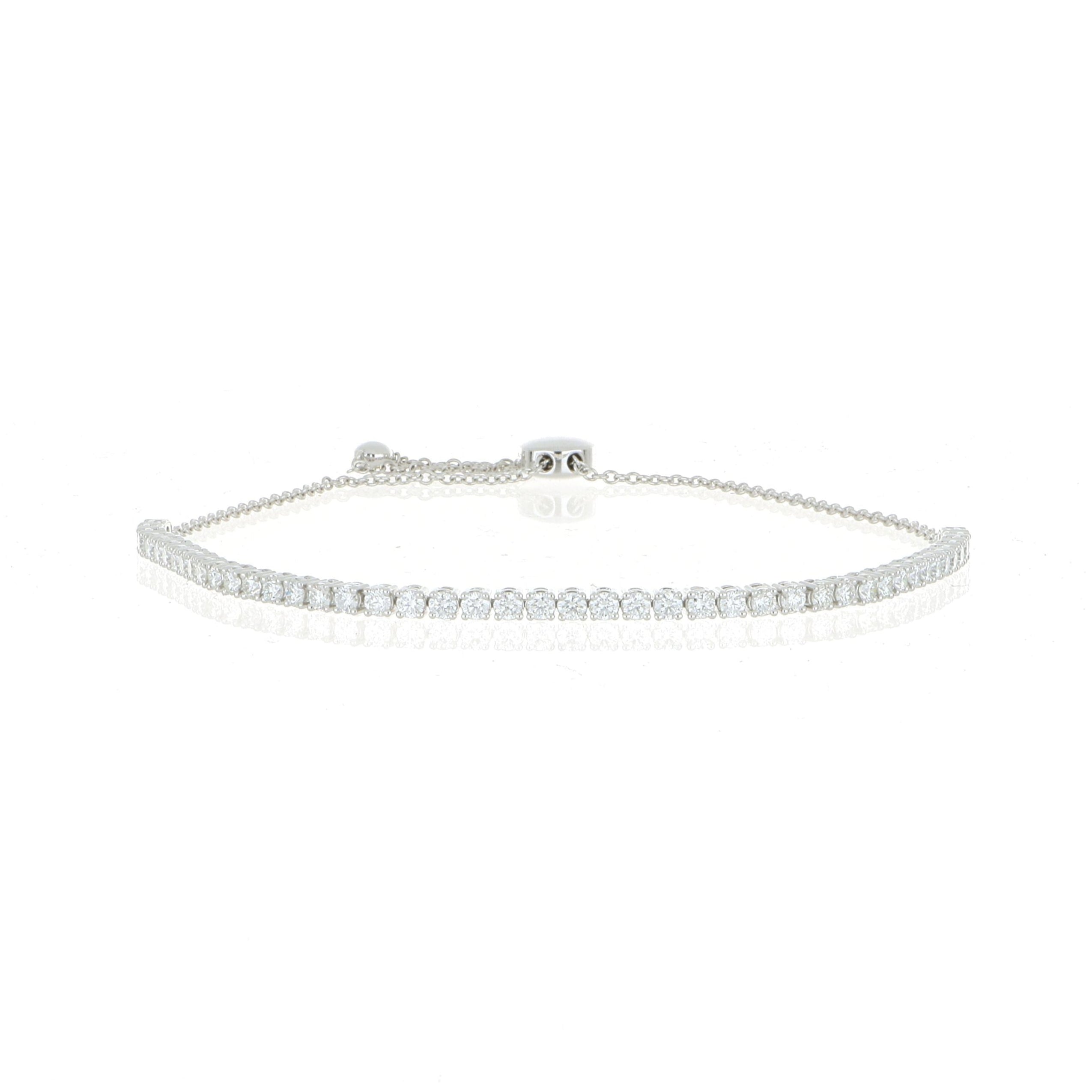 18k White Gold Half Line Diamond Bolo Bracelet