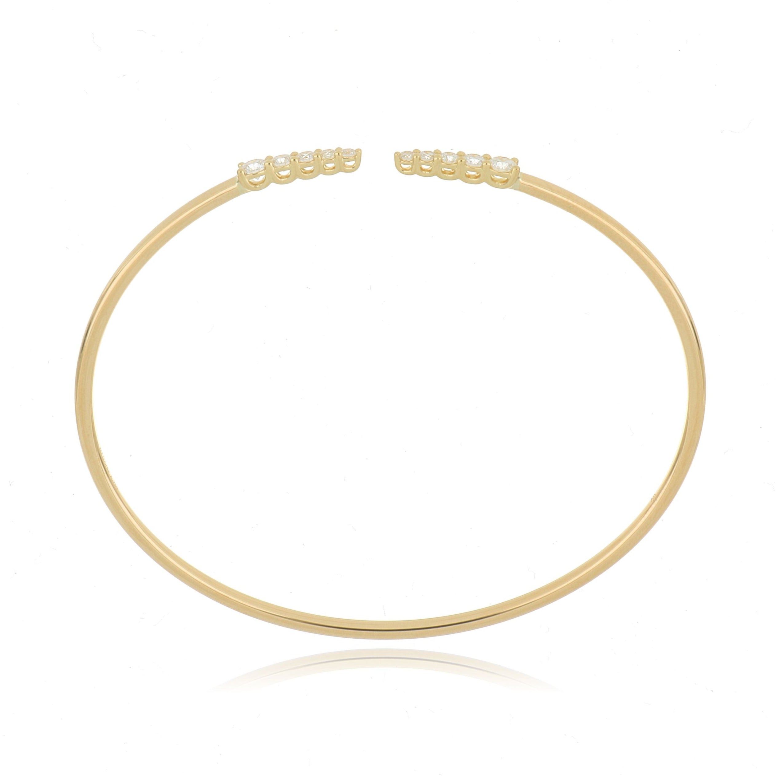 18k Yellow Gold Diamond Accented Identity Bangle Bracelet