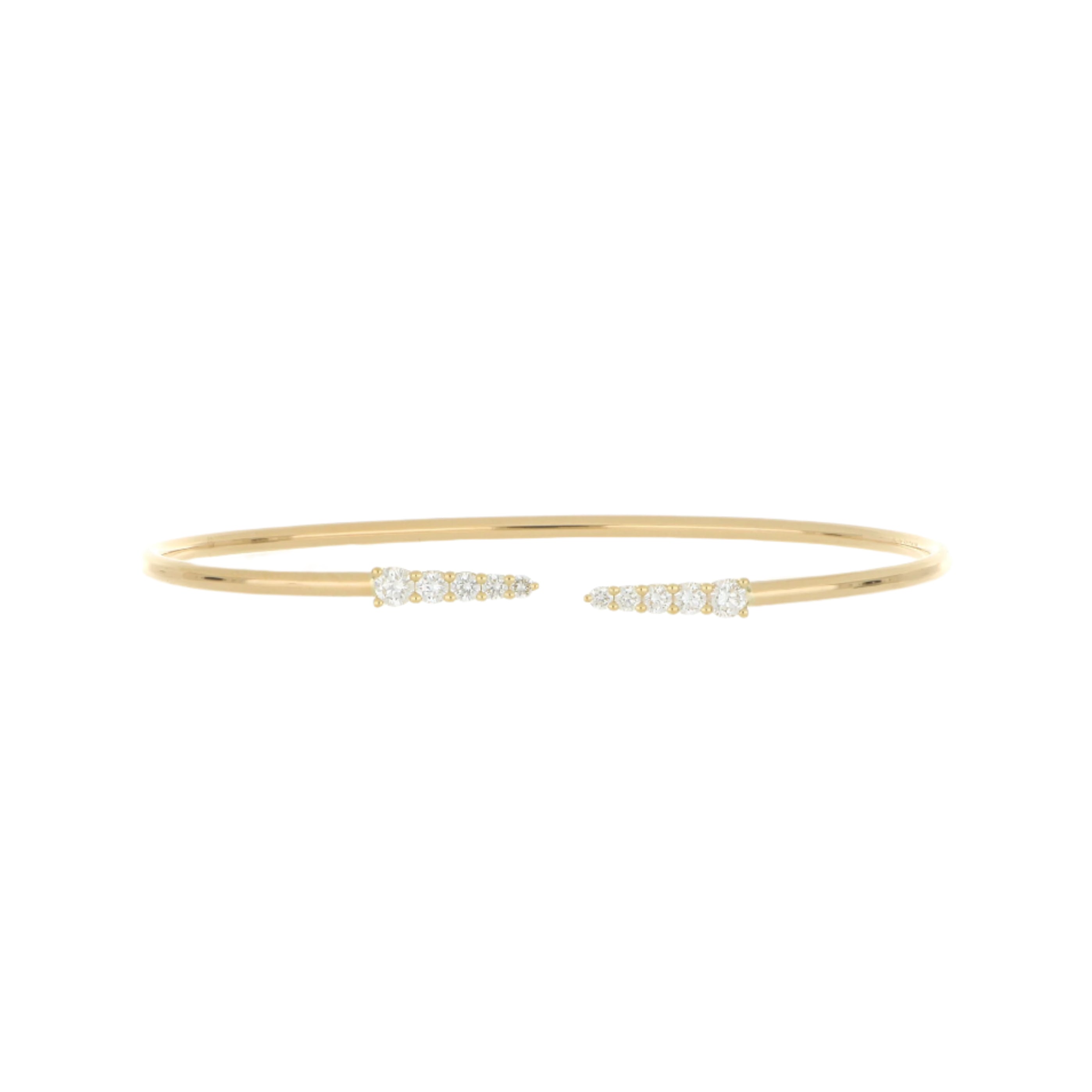 18k Yellow Gold Diamond Accented Identity Bangle Bracelet