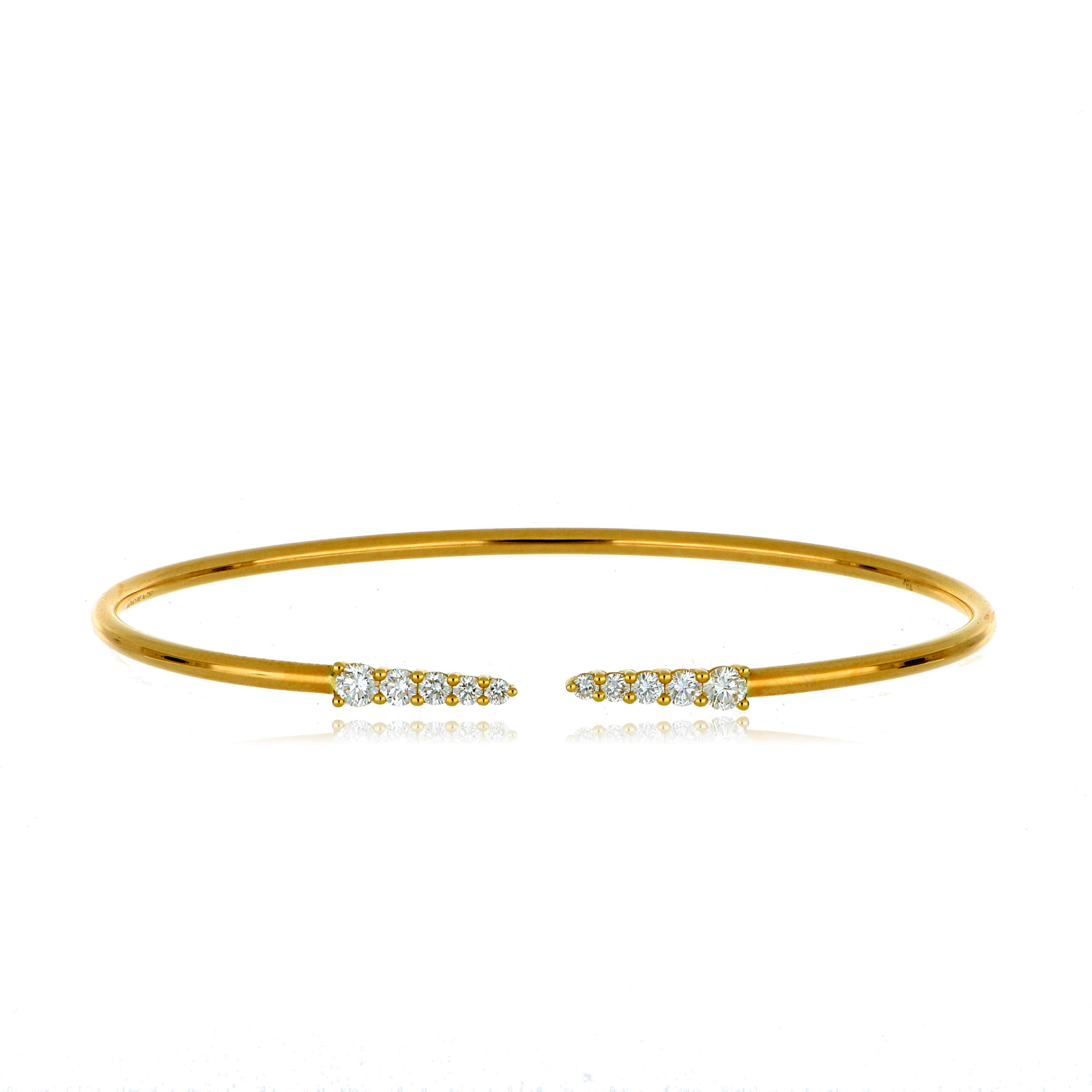 18k Yellow Gold Diamond Accented Identity Bangle Bracelet