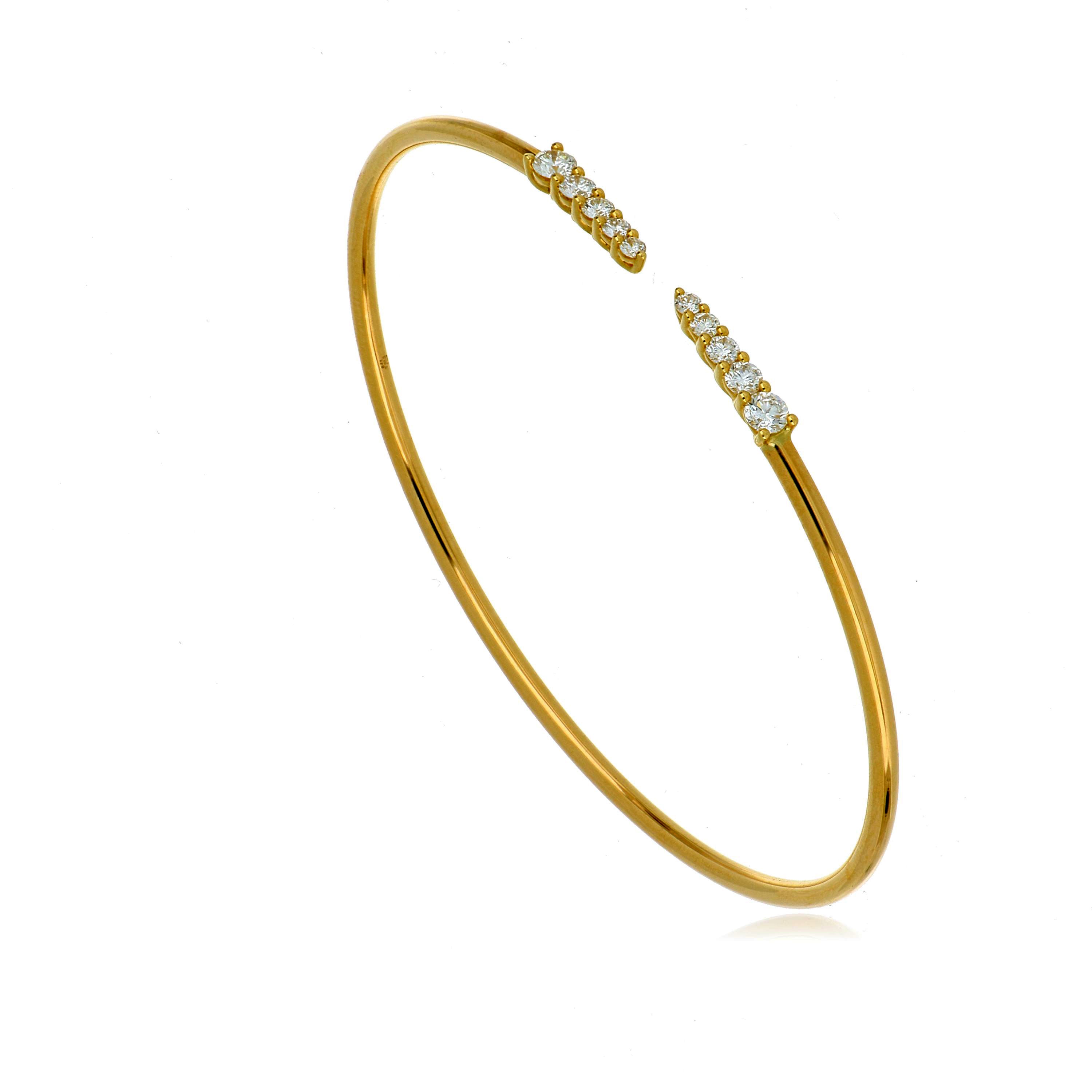 18k Yellow Gold Diamond Accented Identity Bangle Bracelet